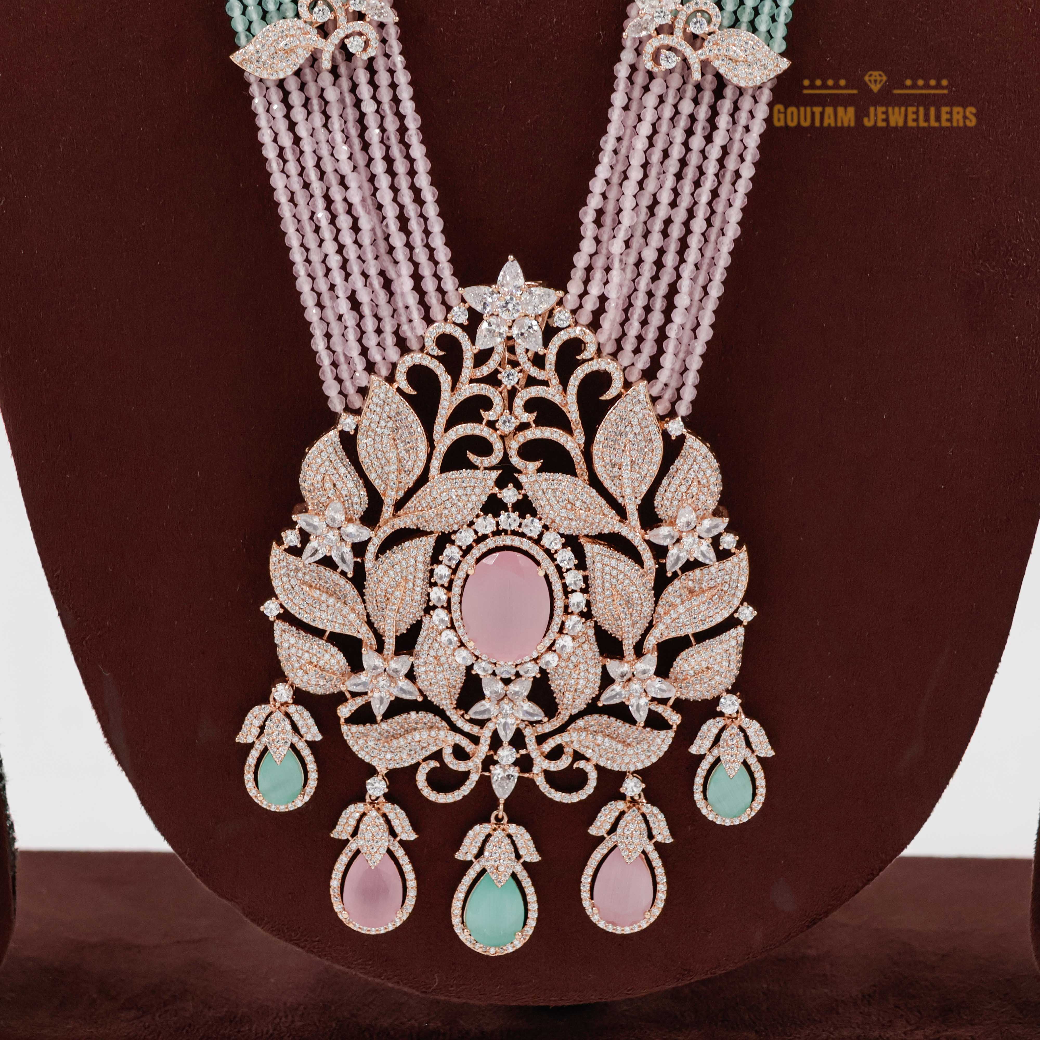 Goutam Jewellers By Ashok Rathod - Precious Pastel Color Crystal CZ Long Mala