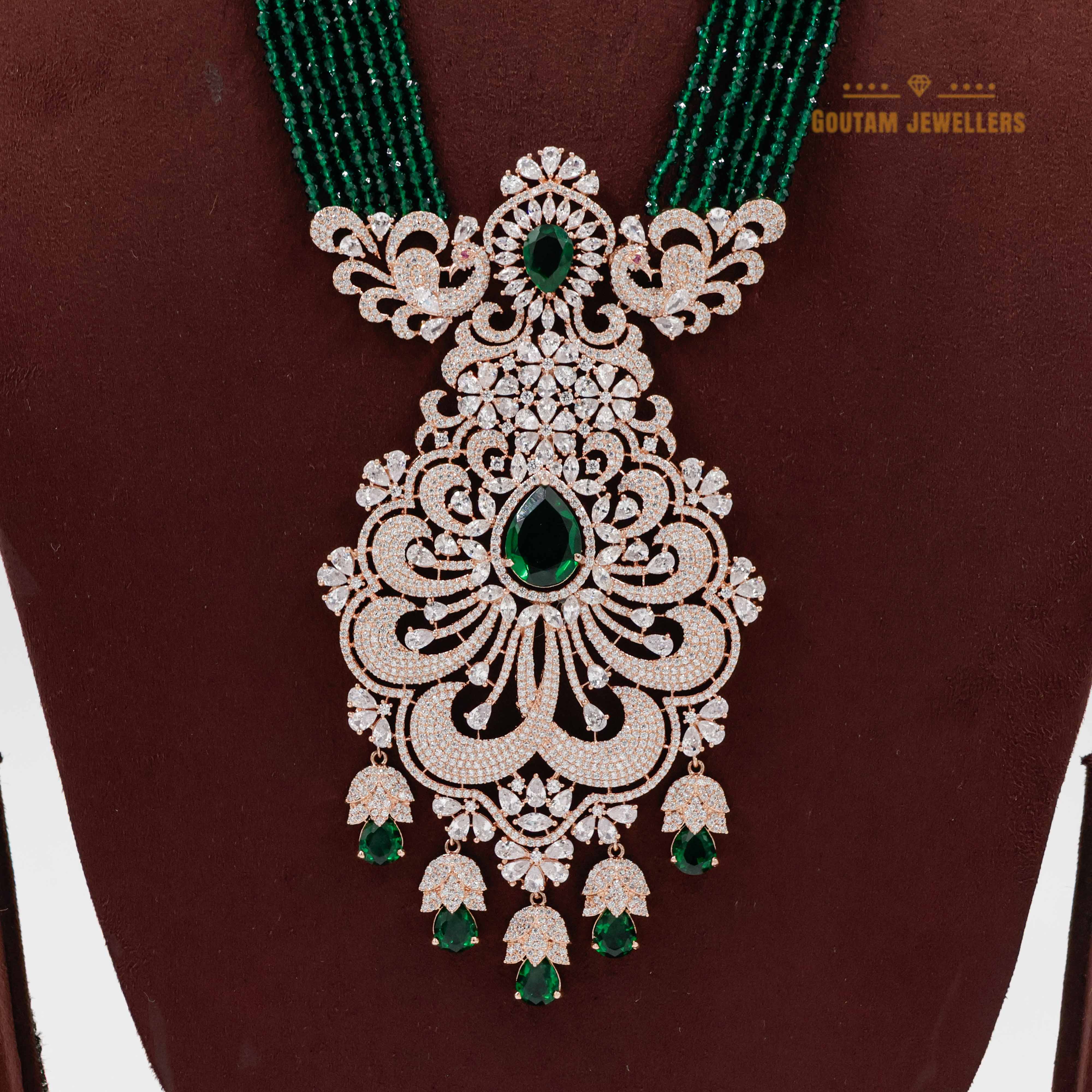 Goutam Jewellers By Ashok Rathod - Precious Emerald Crystal CZ Long Mala