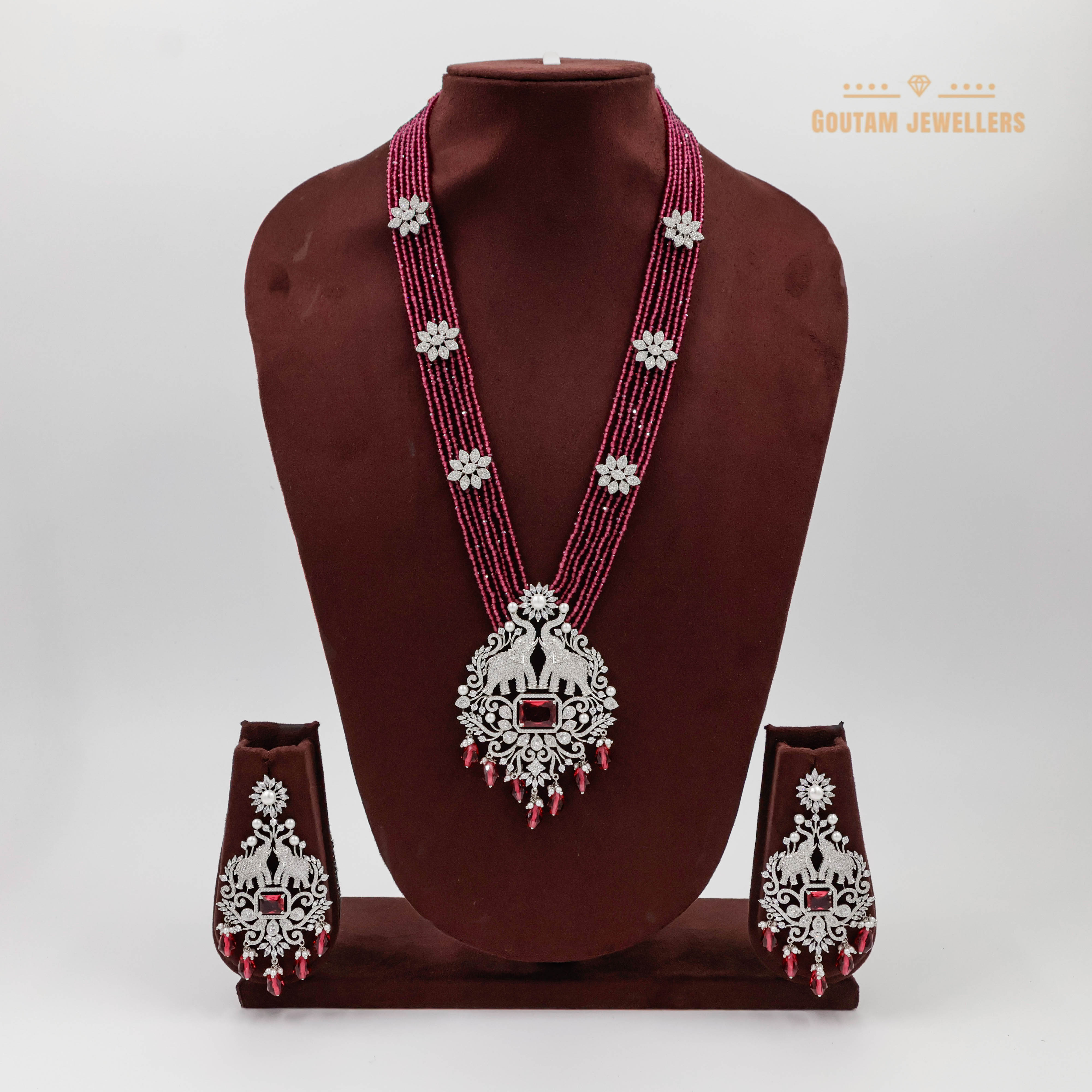 Goutam Jewellers By Ashok Rathod - Precious Ruby Crystal CZ Long Mala