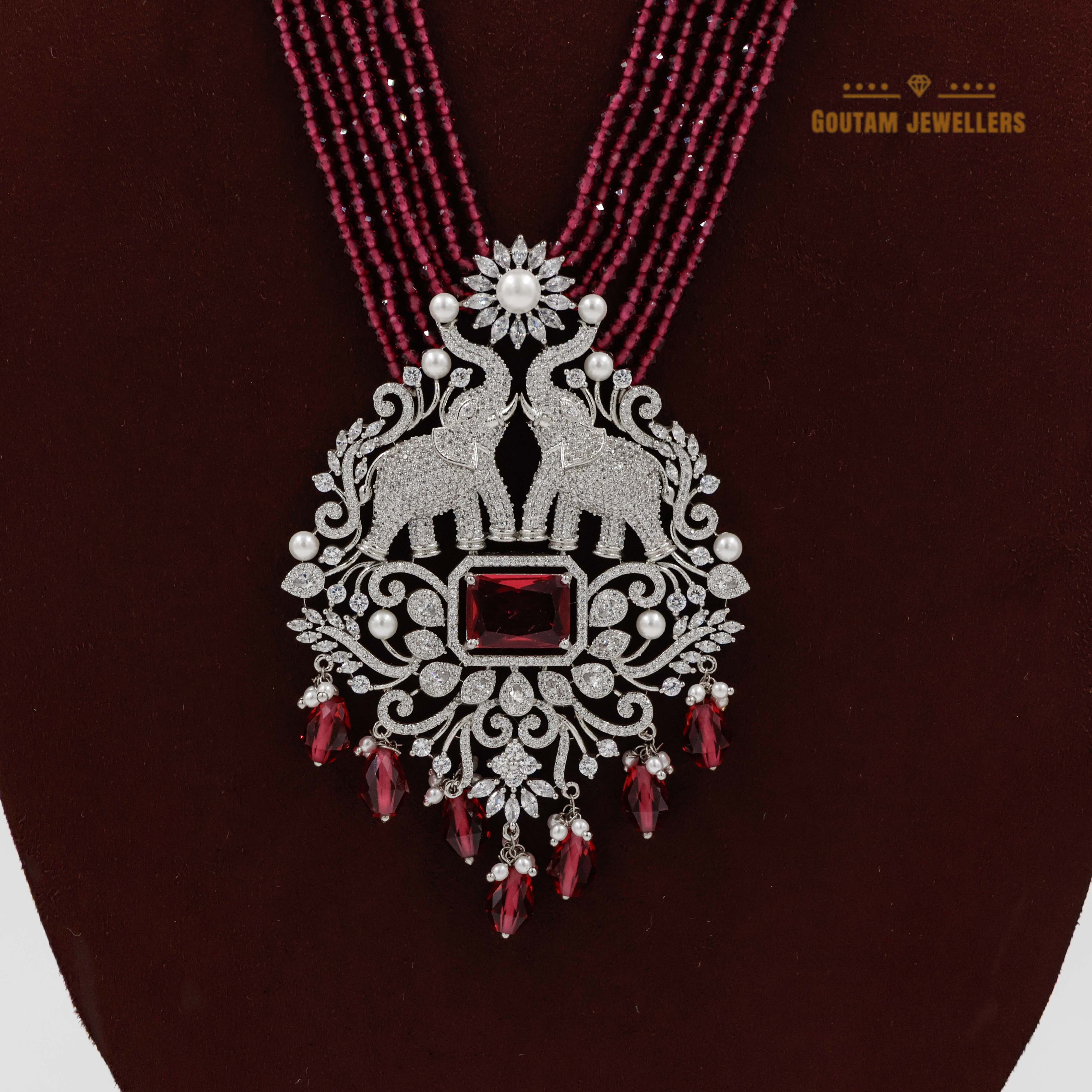 Goutam Jewellers By Ashok Rathod - Precious Ruby Crystal CZ Long Mala