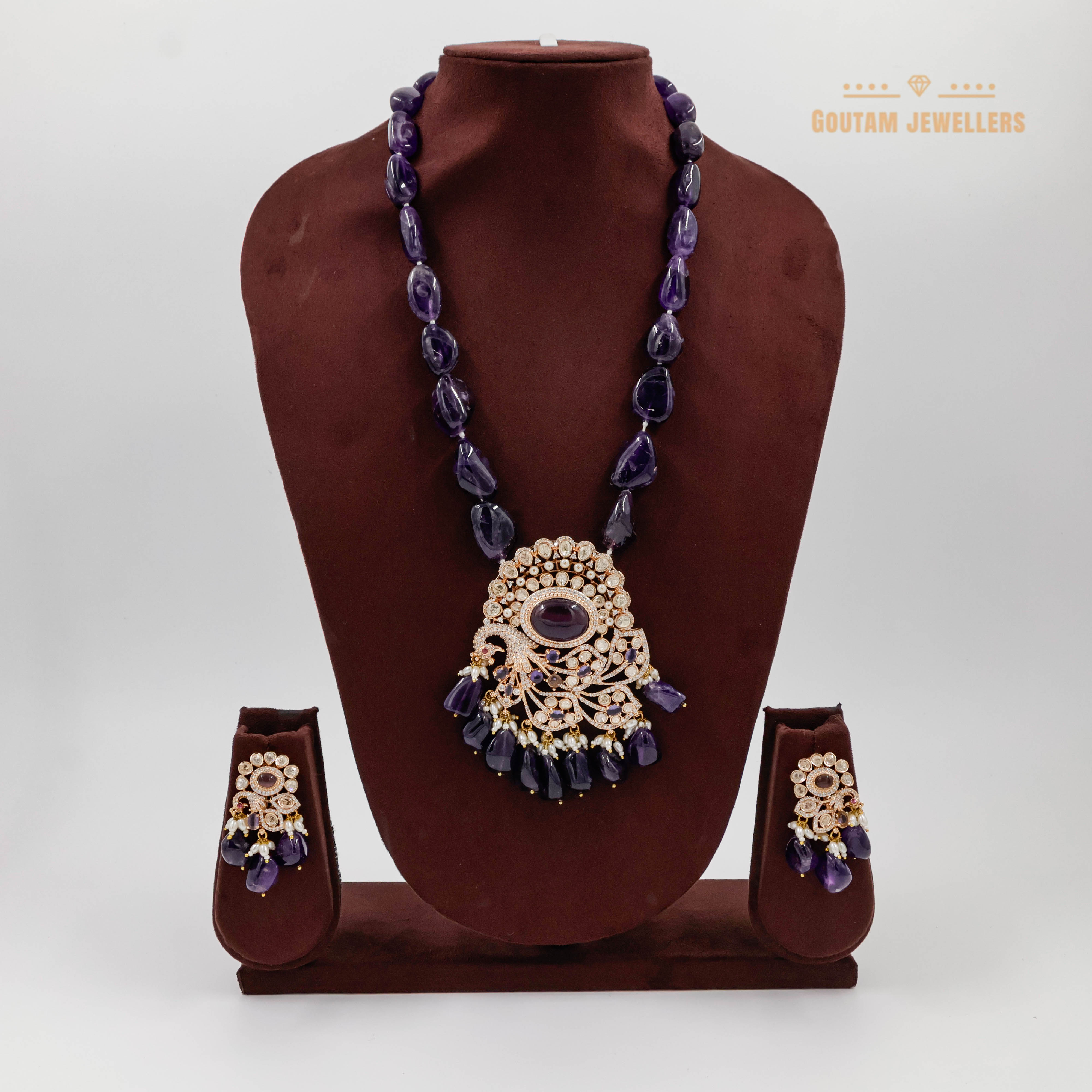 Goutam Jewellers By Ashok Rathod - Purple Onex Beads Long Mala
