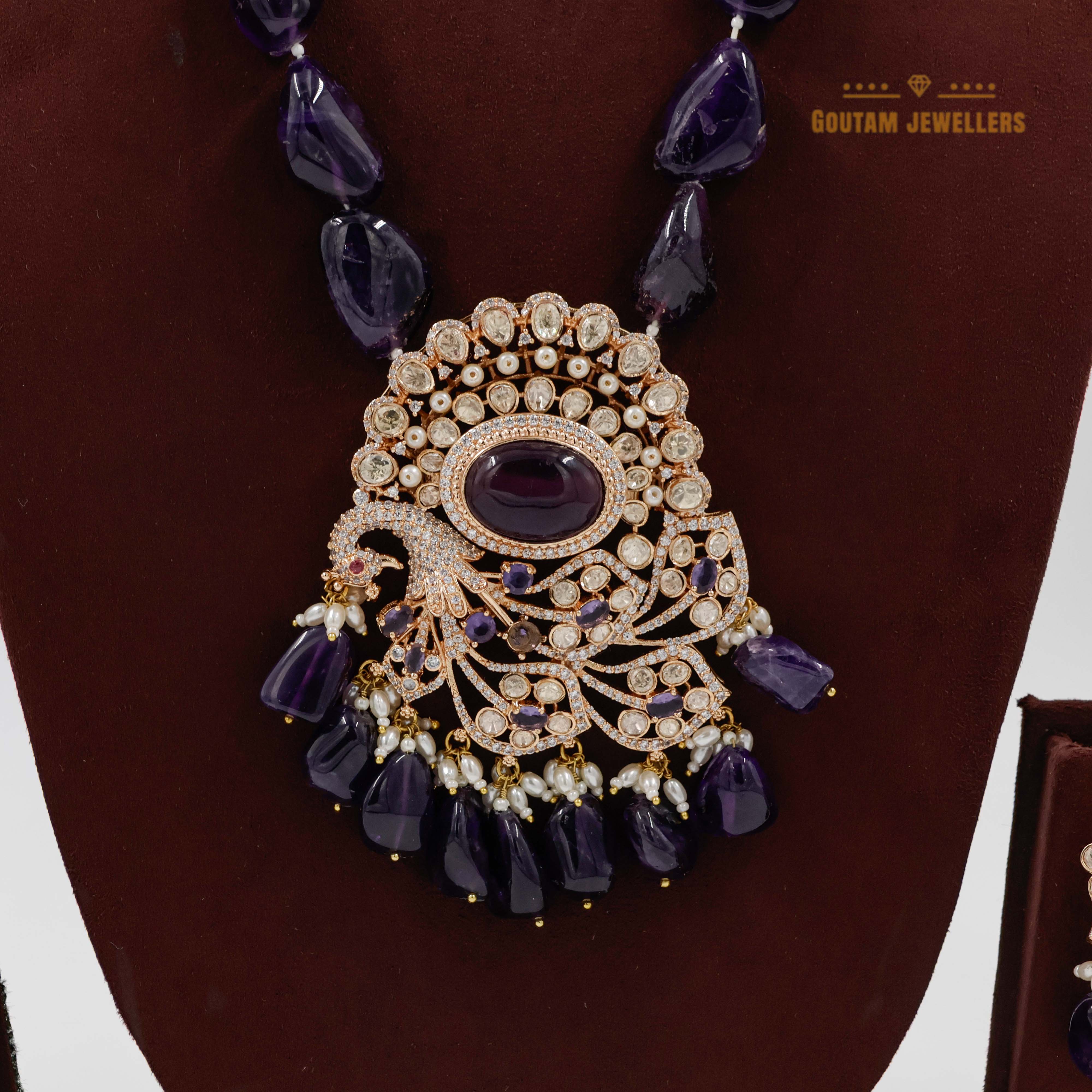 Goutam Jewellers By Ashok Rathod - Purple Onex Beads Long Mala