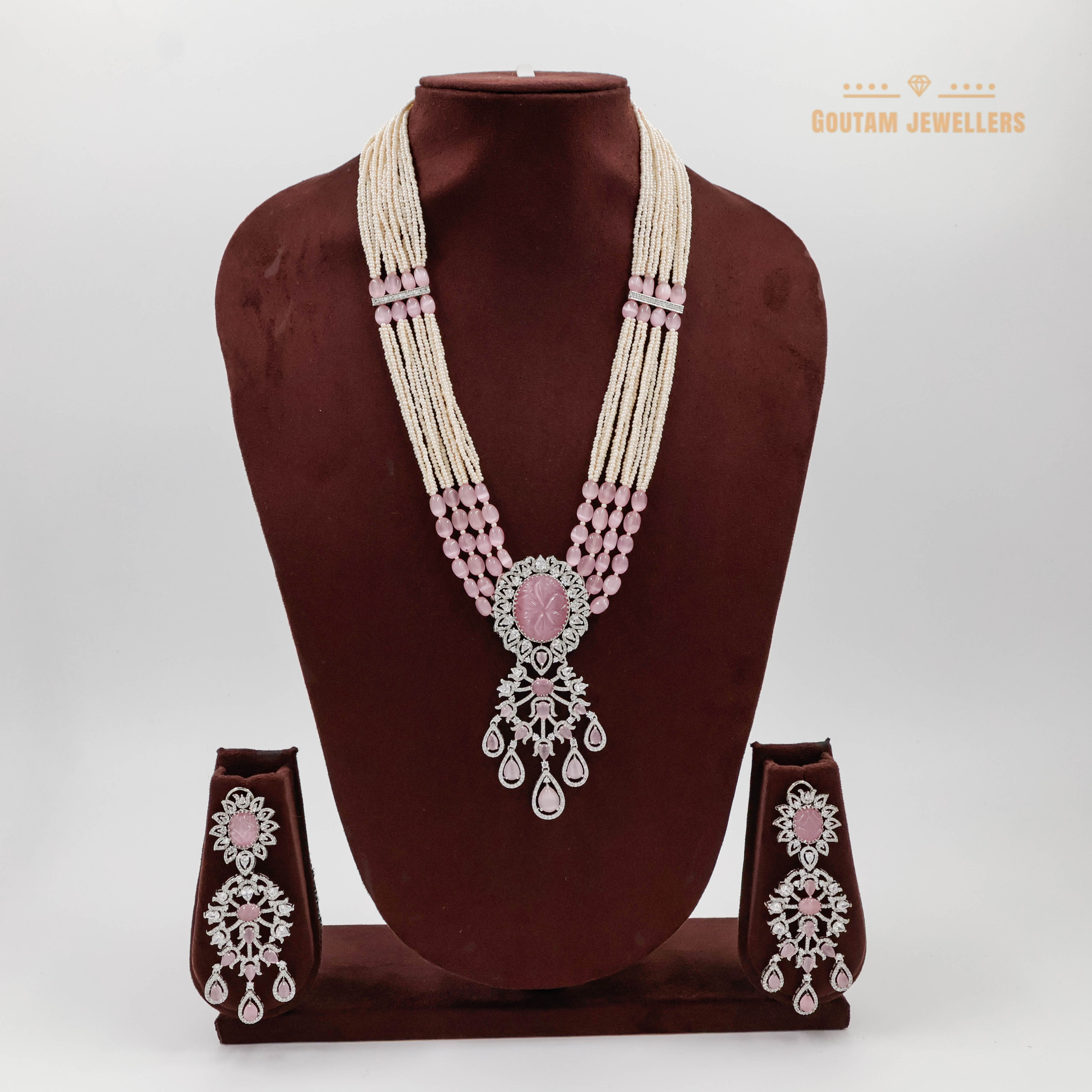 Goutam Jewellers By Ashok Rathod - Fusion Monalisa beads CZ Designer Long Mala