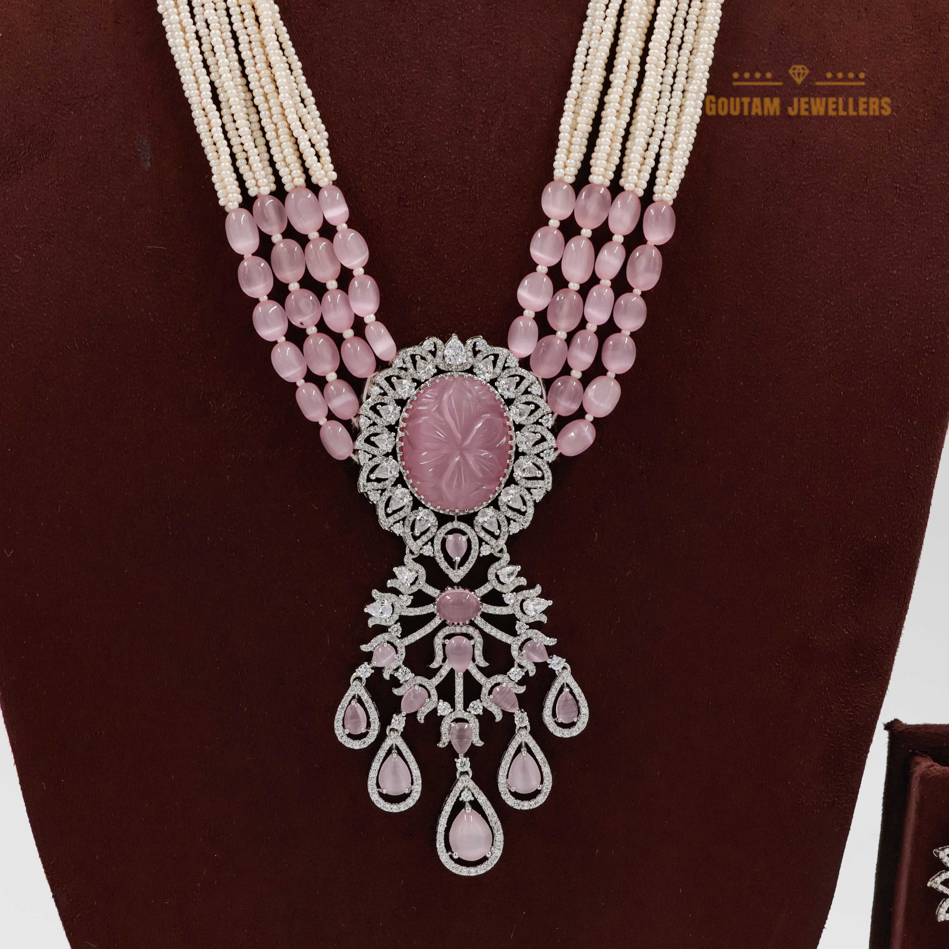 Goutam Jewellers By Ashok Rathod - Fusion Monalisa beads CZ Designer Long Mala
