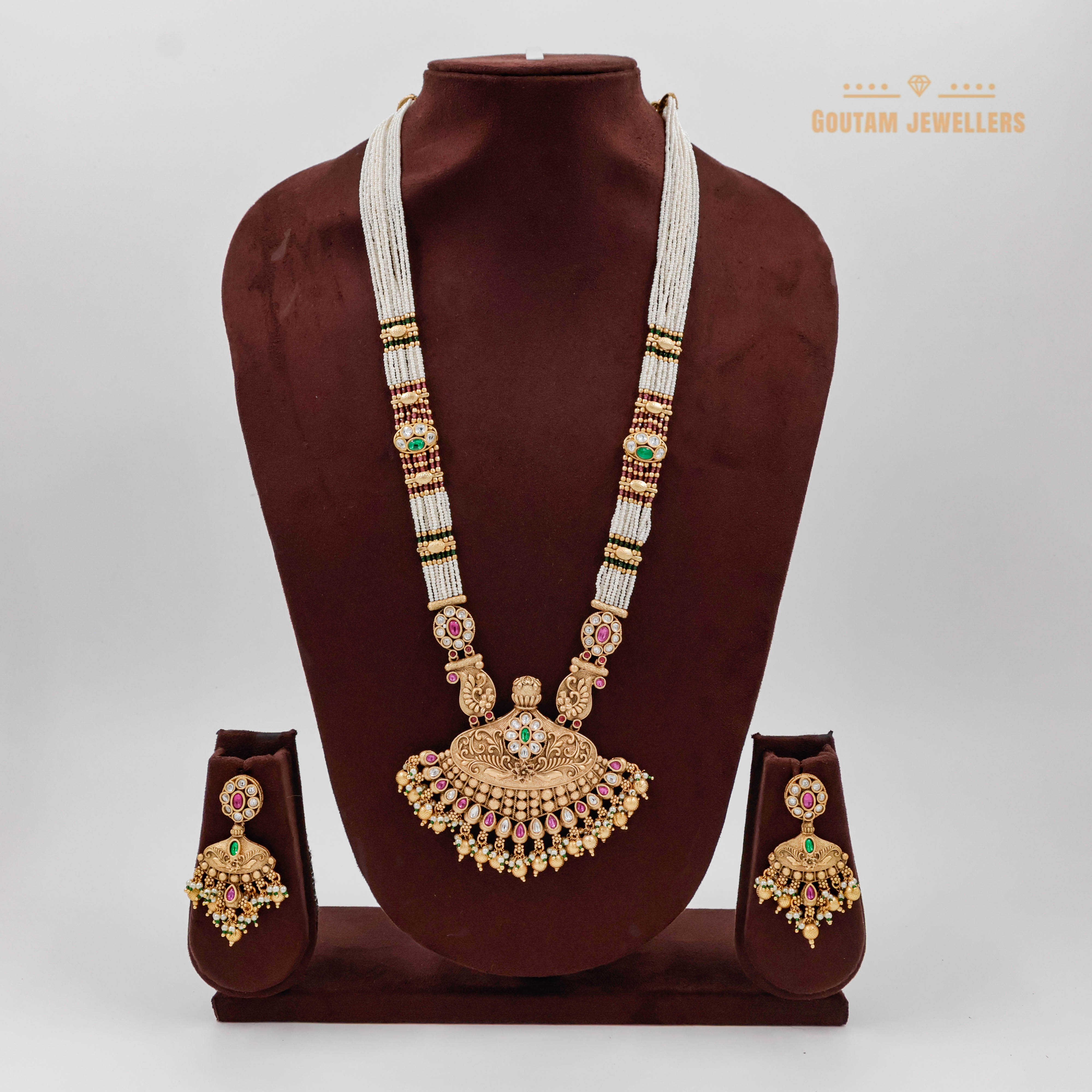 Goutam Jewellers By Ashok Rathod - Temple Rajwadi Mala with Swaroski Stones