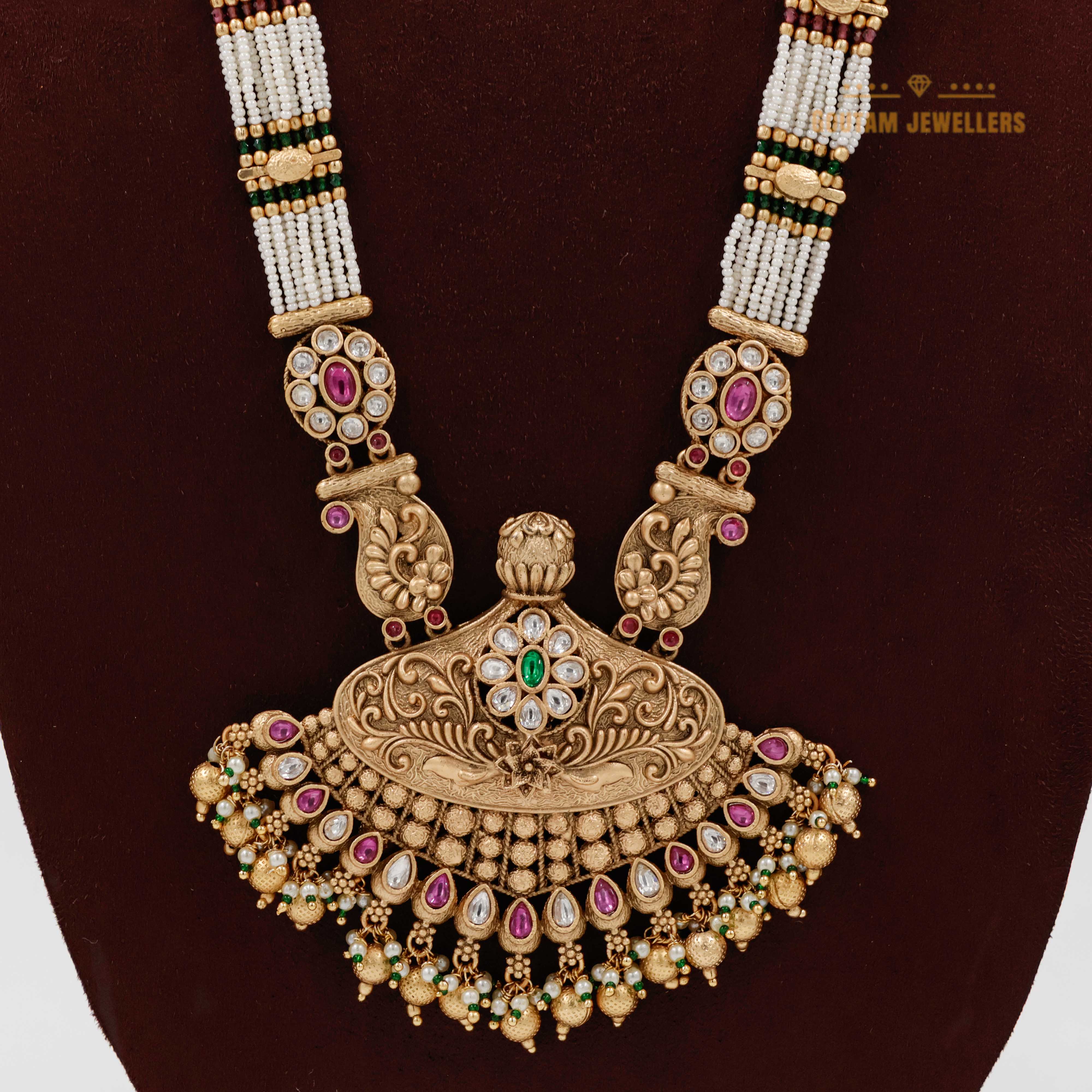 Goutam Jewellers By Ashok Rathod - Temple Rajwadi Mala with Swaroski Stones