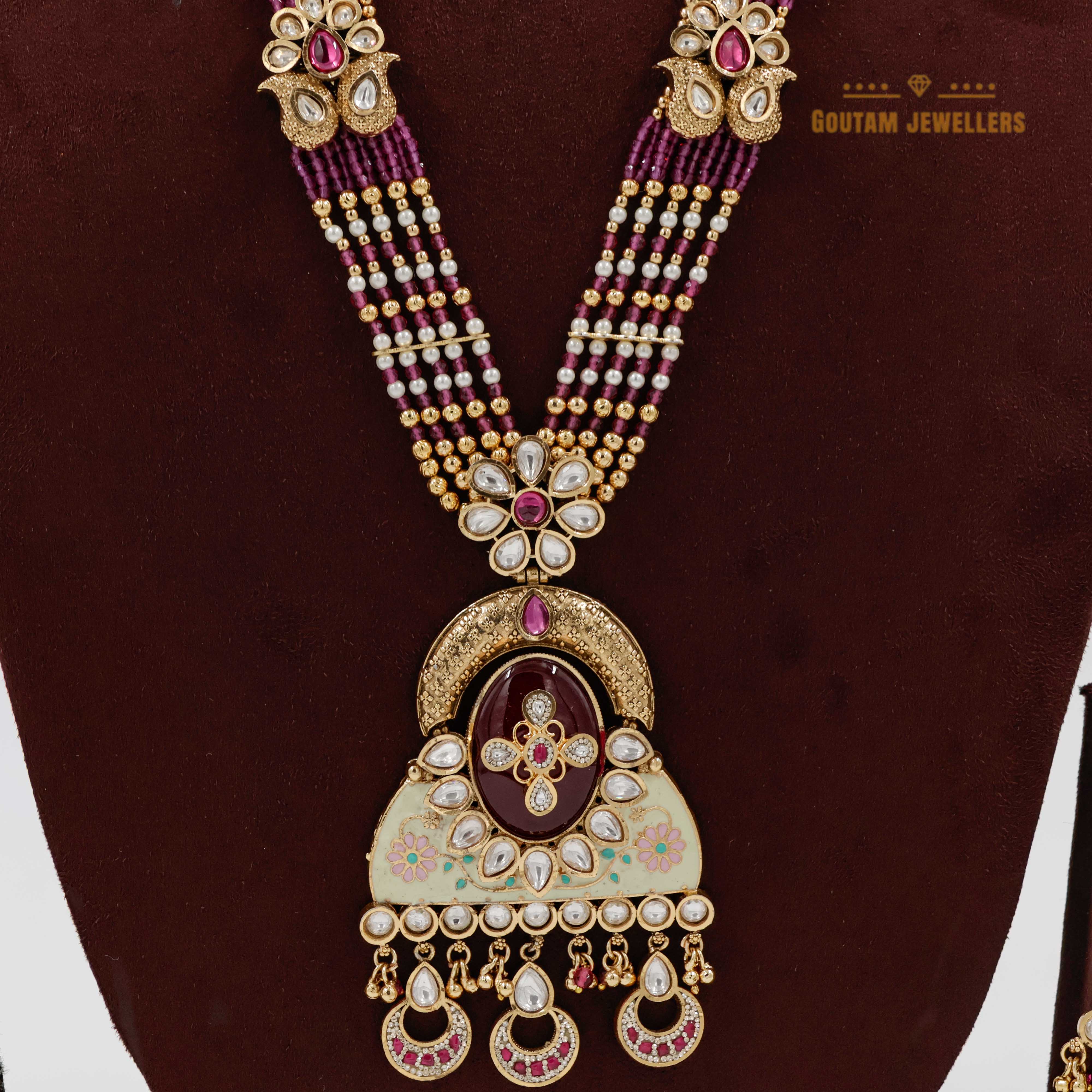 Goutam Jewellers By Ashok Rathod - Ruby Crystal Antique Designer Long Necklace Set