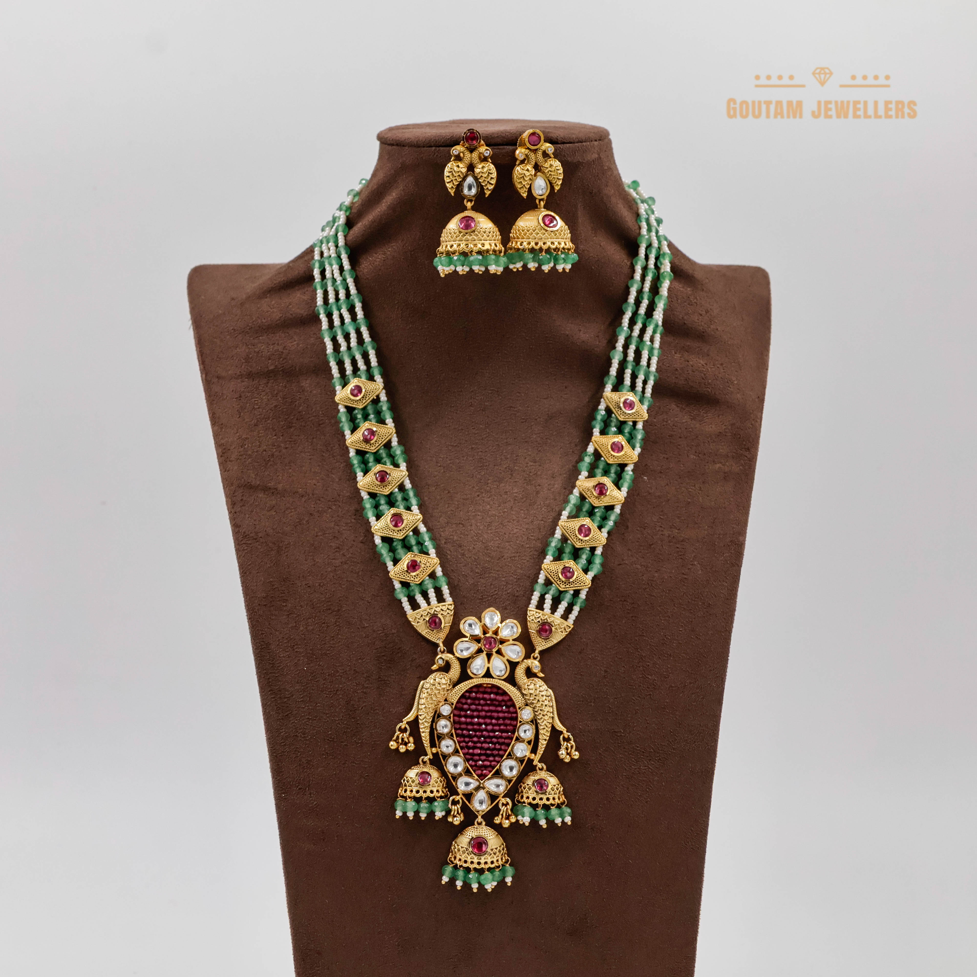 Goutam Jewellers By Ashok Rathod - Rajwadi Mala with Peacock pendant