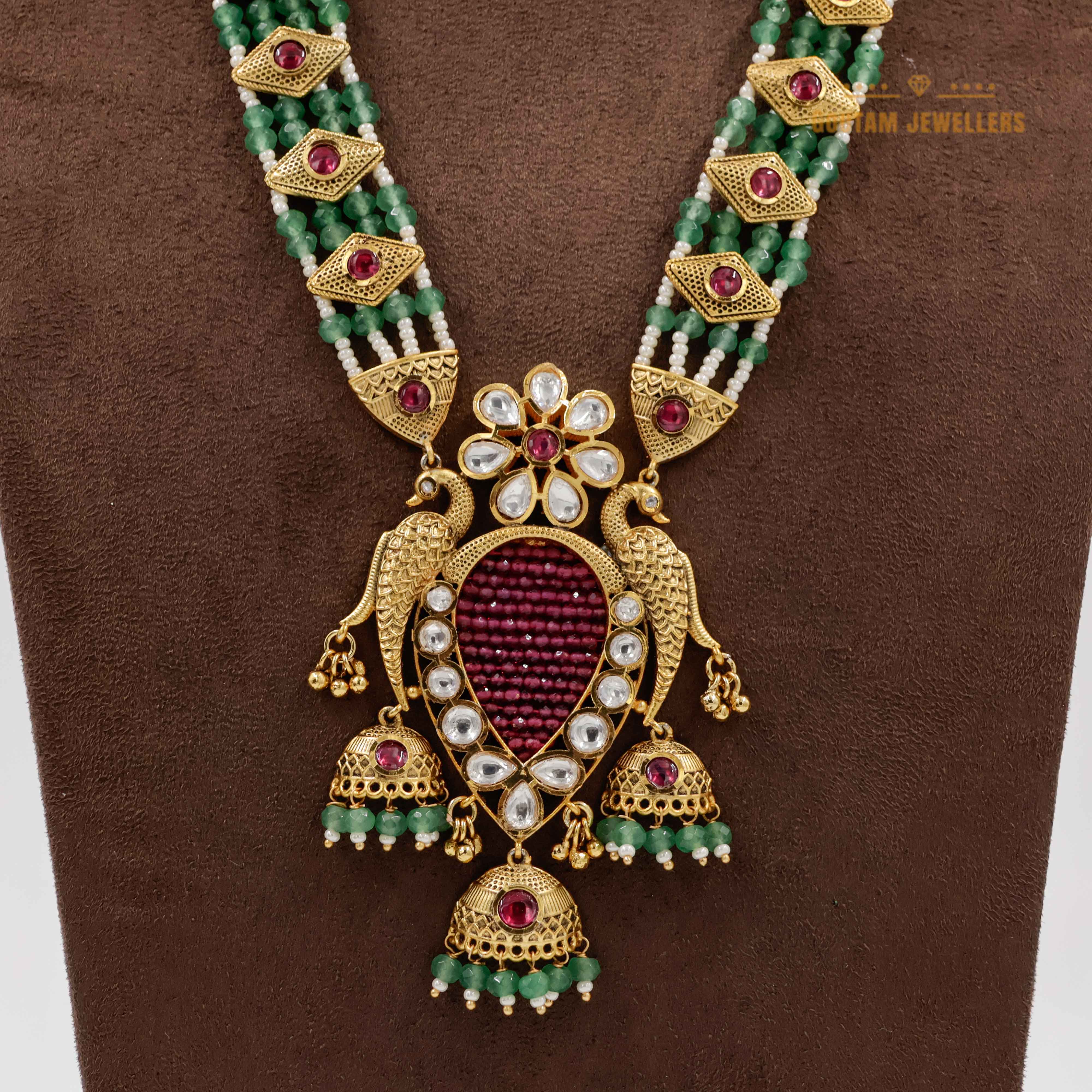Goutam Jewellers By Ashok Rathod - Rajwadi Mala with Peacock pendant