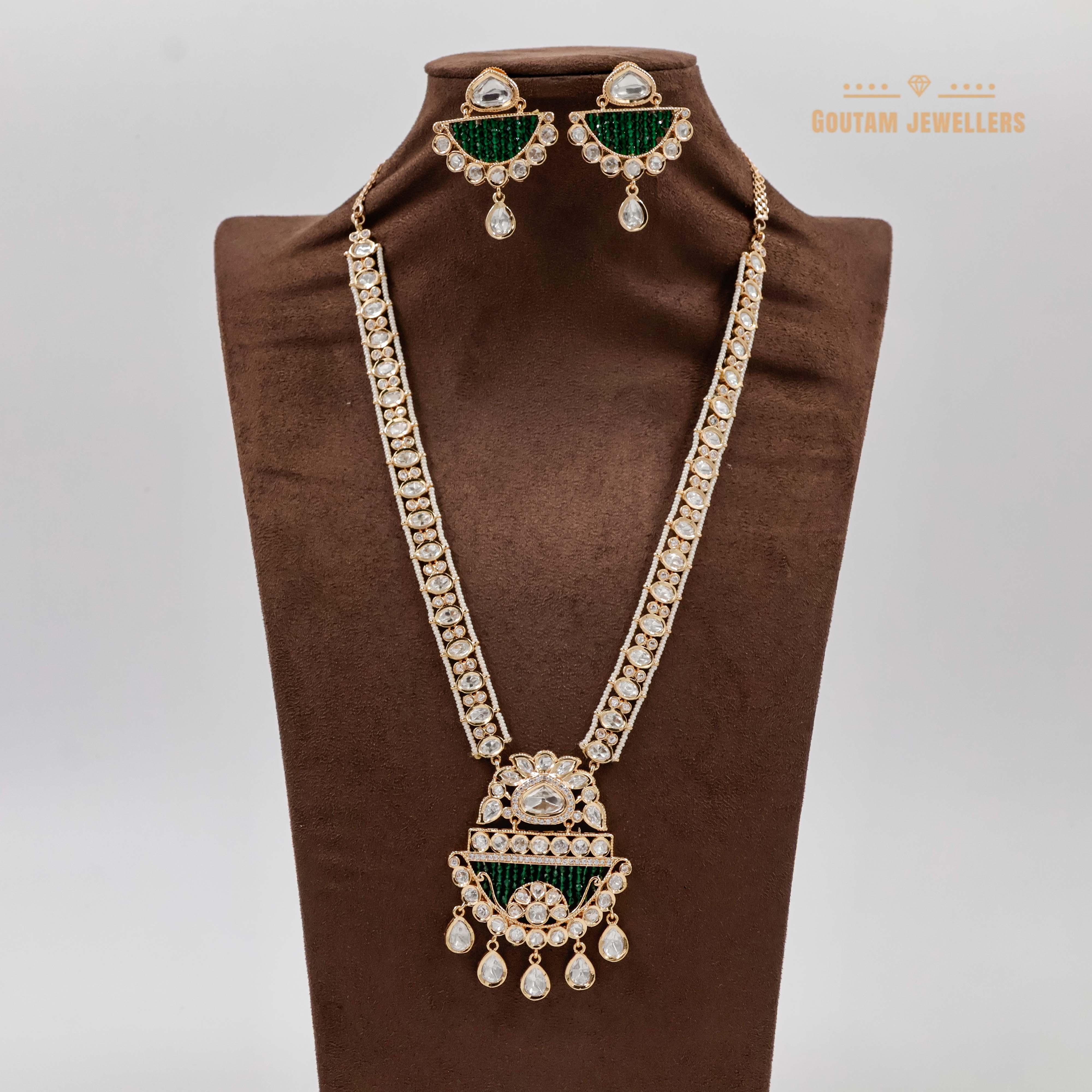Goutam Jewellers By Ashok Rathod - Polki Kundan wih CZ and Moti Long Set