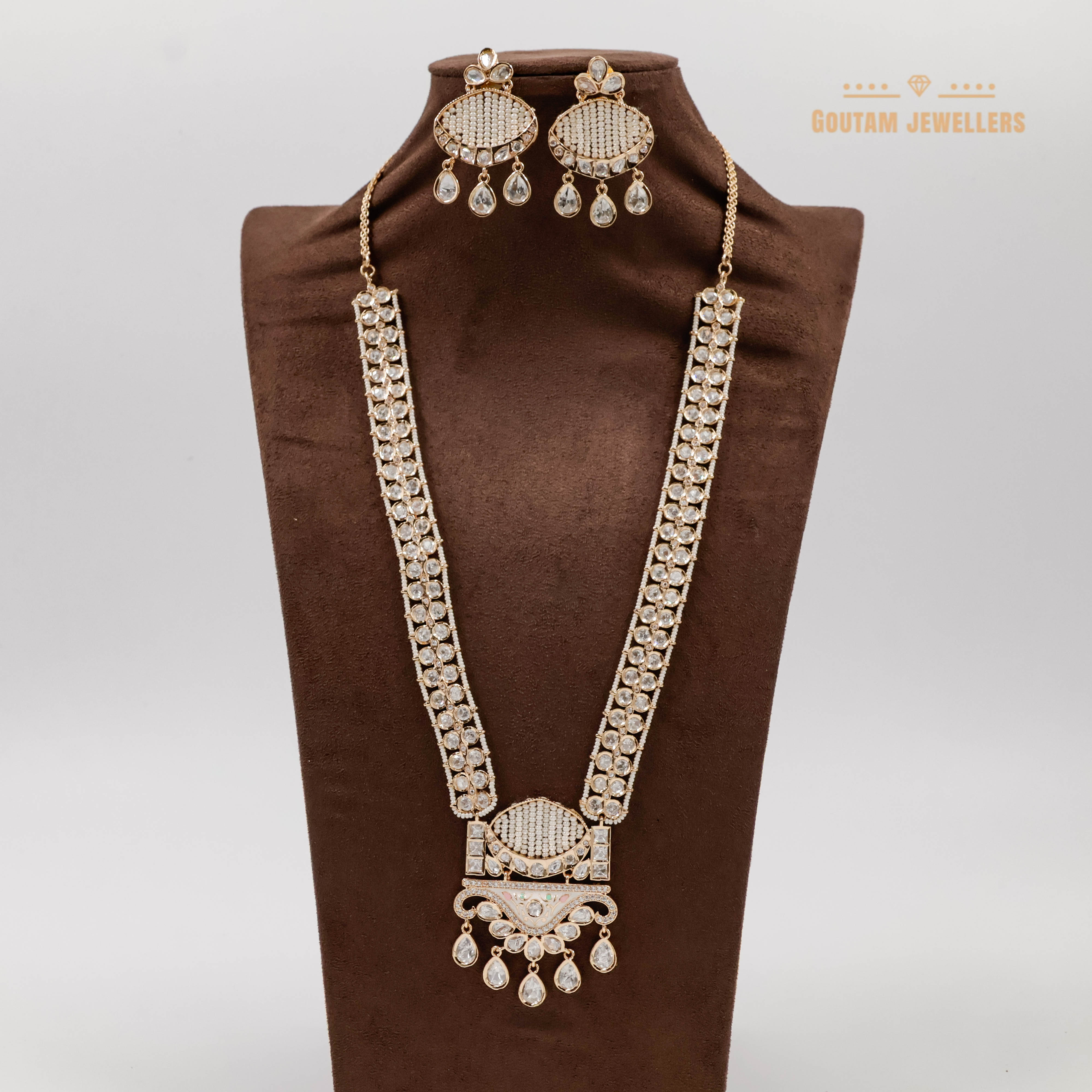Goutam Jewellers By Ashok Rathod - Polki Kundan wih CZ and Moti Long Set