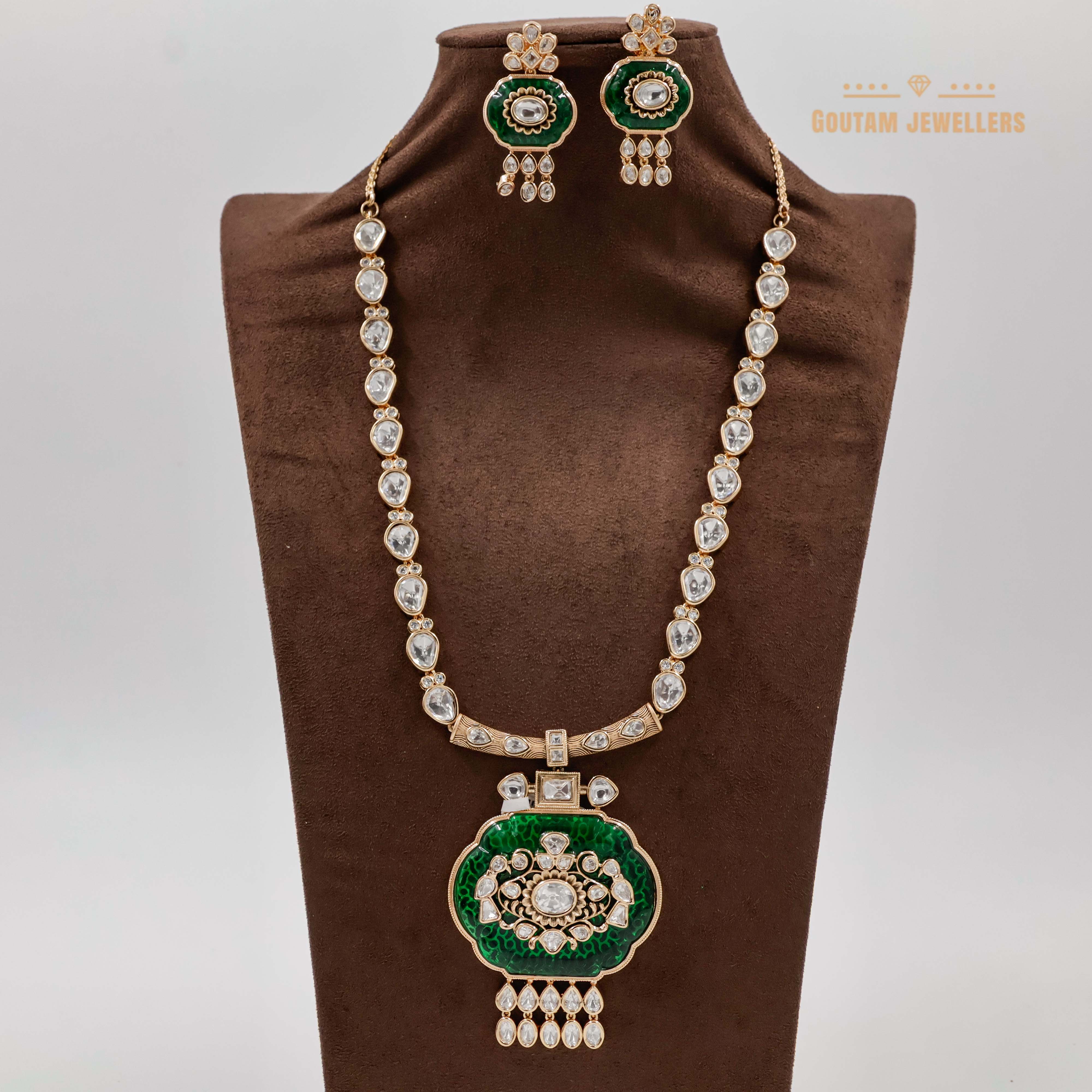 Goutam Jewellers By Ashok Rathod - Long Polki Kundan Necklace Set