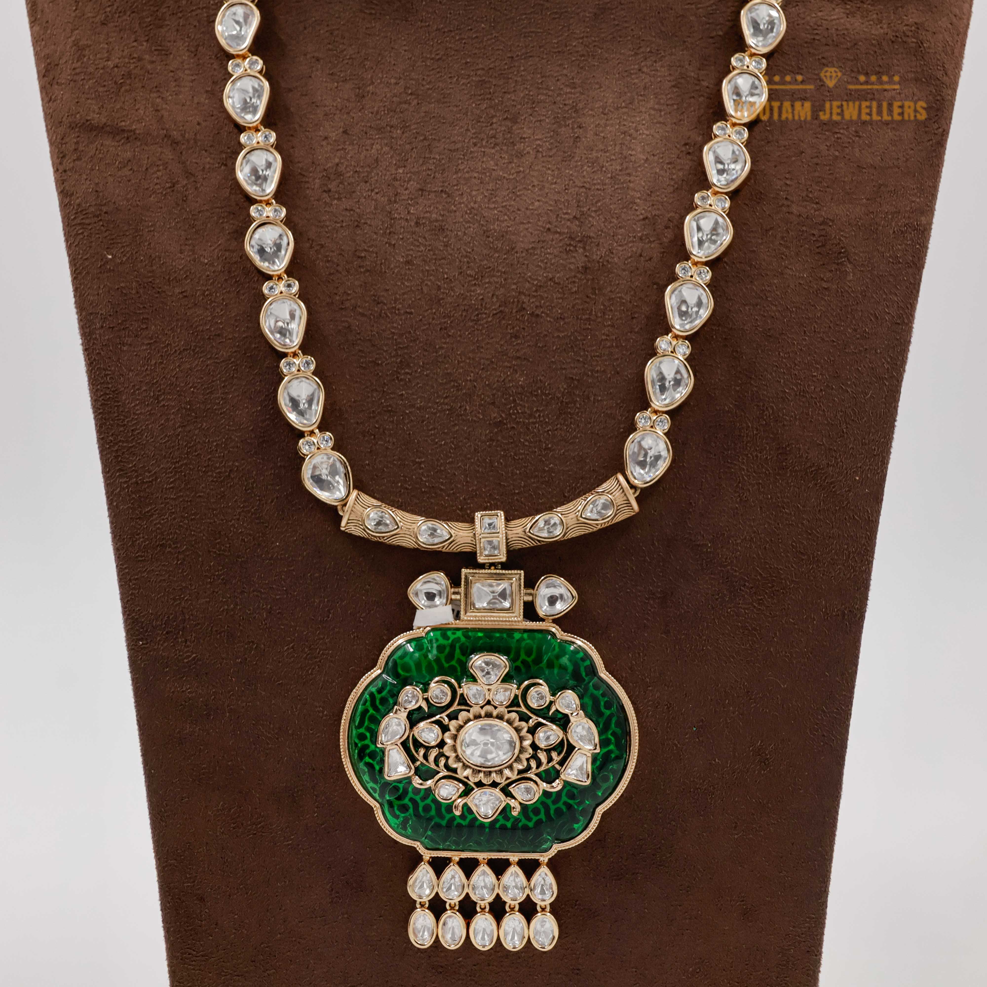 Goutam Jewellers By Ashok Rathod - Long Polki Kundan Necklace Set