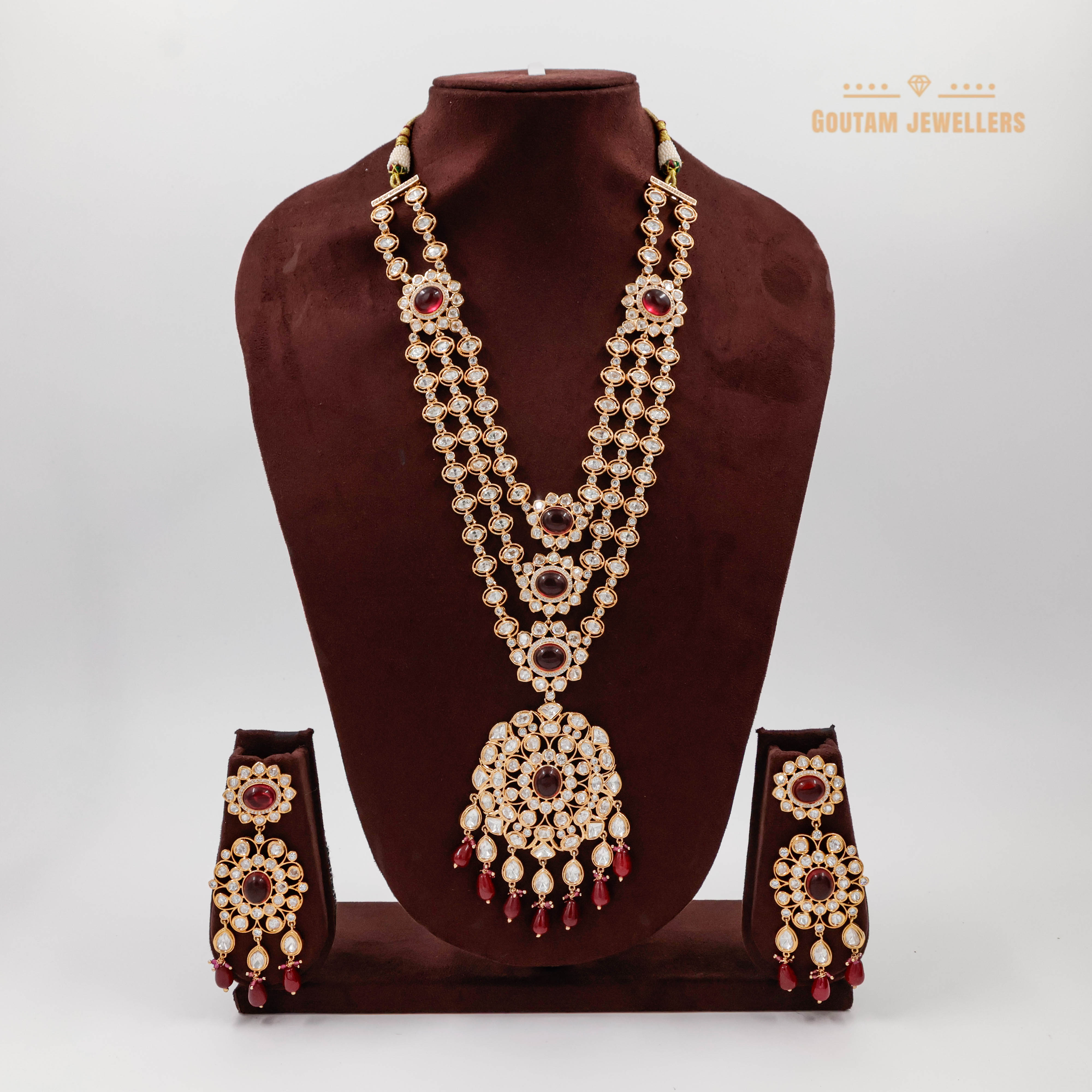 Goutam Jewellers By Ashok Rathod - LayeRed Long Polki Kundan neckalce Set