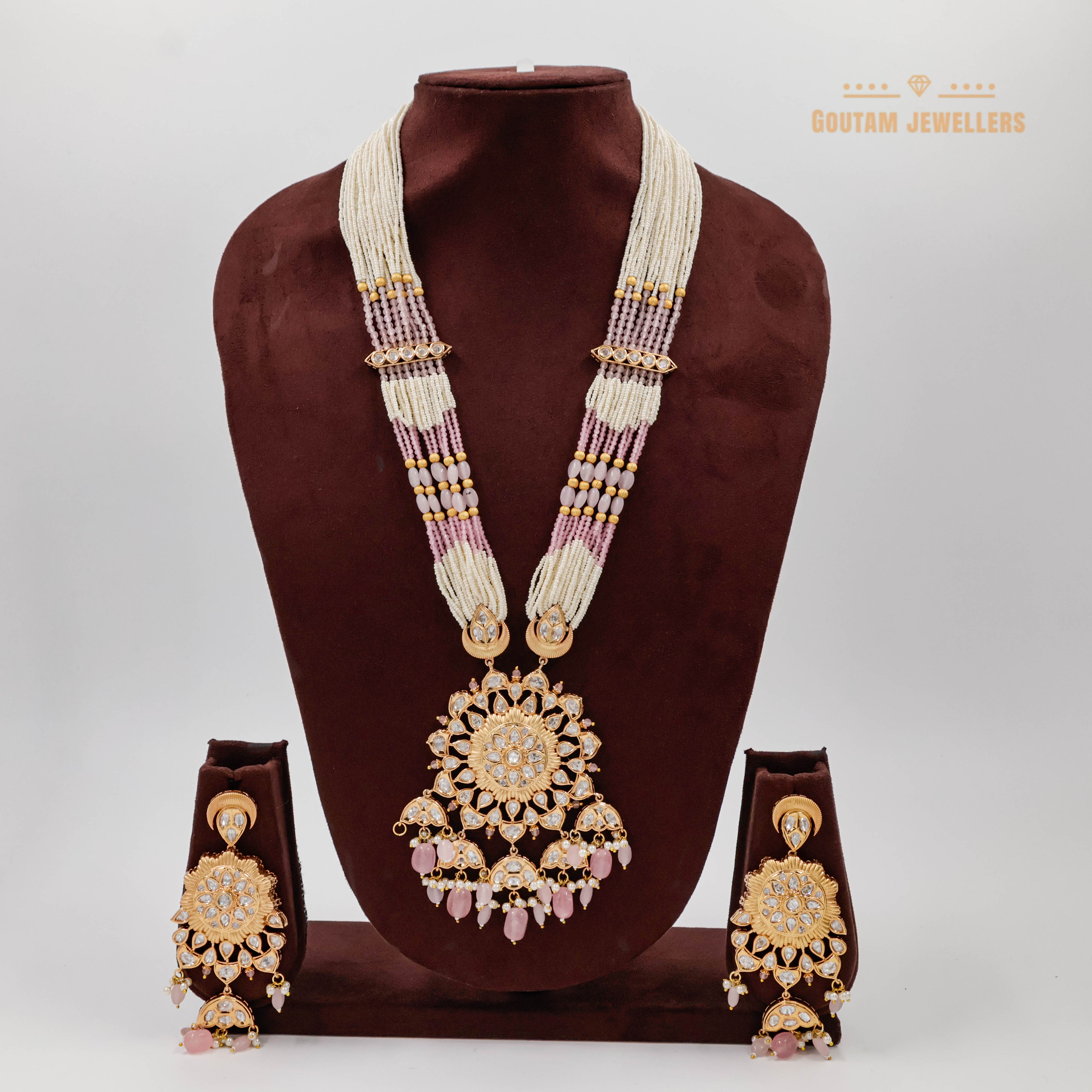 Goutam Jewellers By Ashok Rathod - Designer Long Polki Kundan Necklace Set