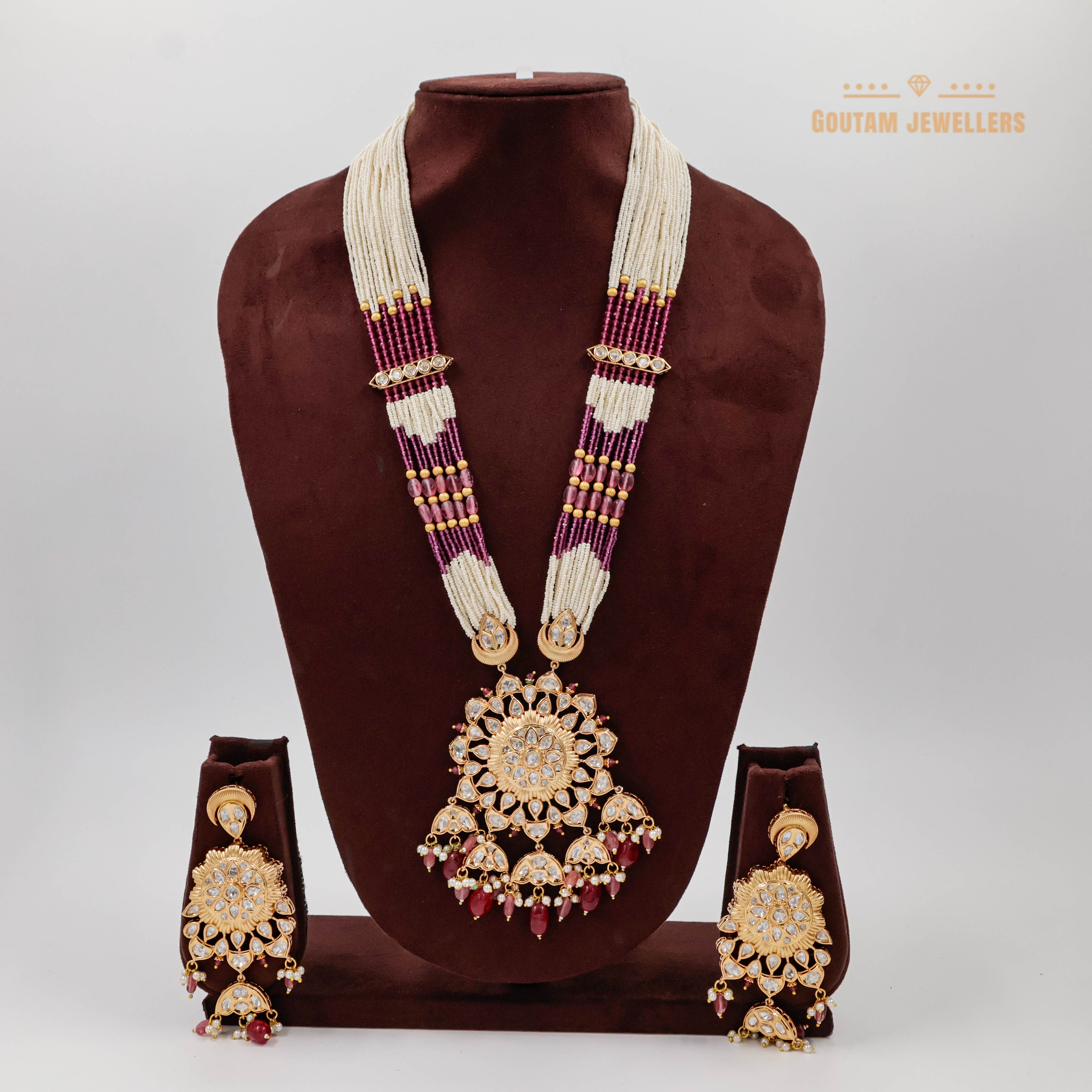 Goutam Jewellers By Ashok Rathod - Designer Long Polki Kundan Necklace Set