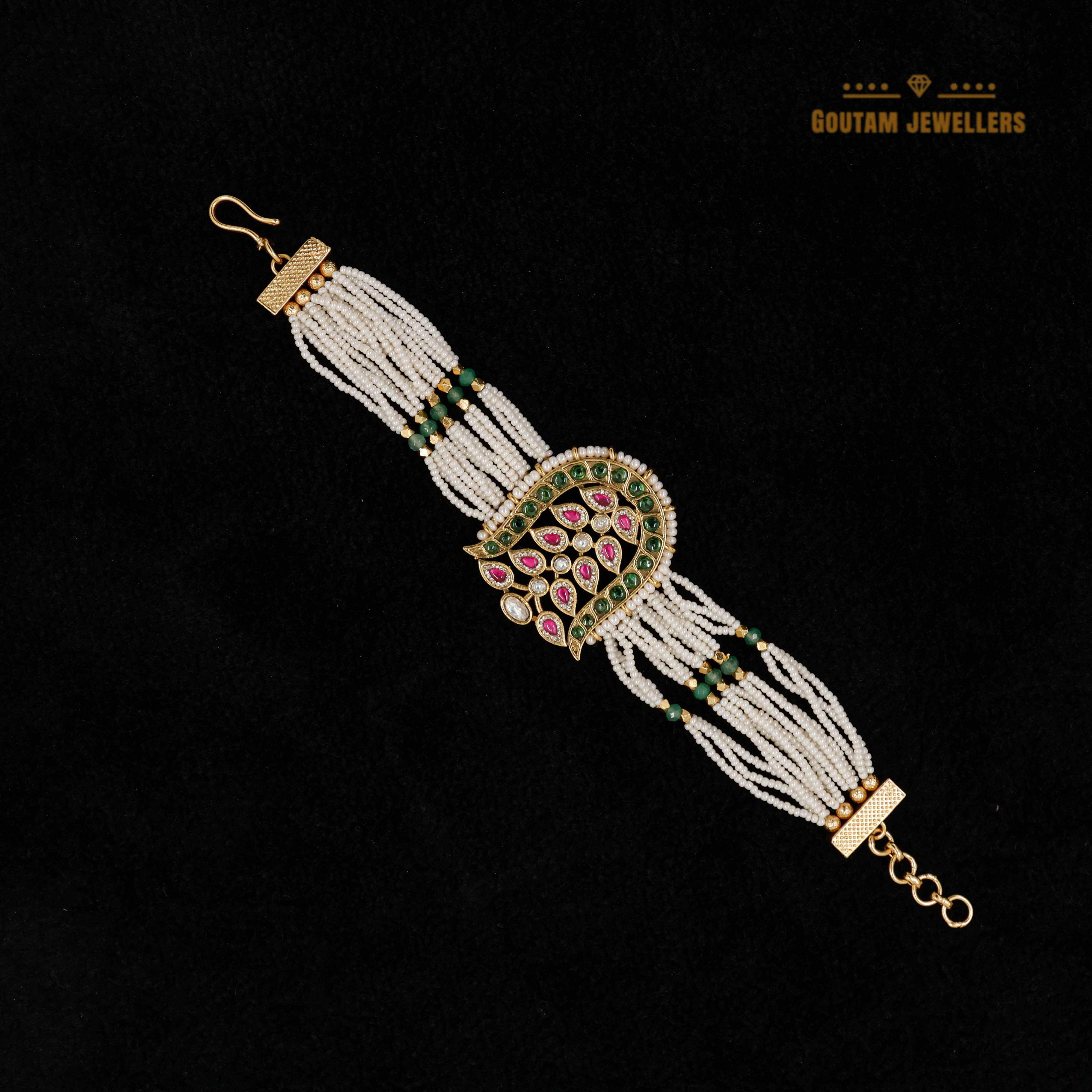 Goutam Jewellers By Ashok Rathod - Elegant Gemstone Antique Bracelet