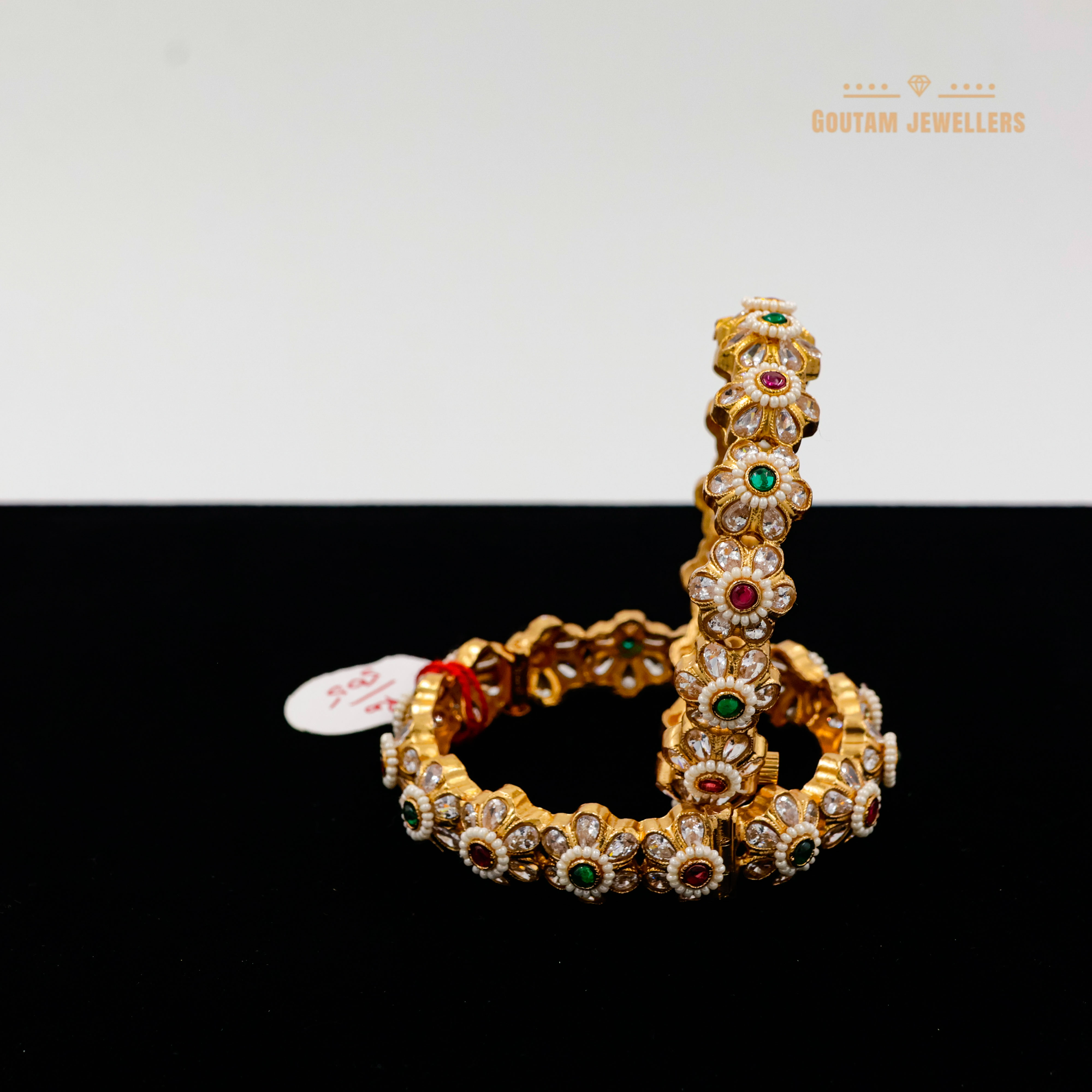 Goutam Jewellers By Ashok Rathod - Ruby Green Stones Designer Gokhru Bangles