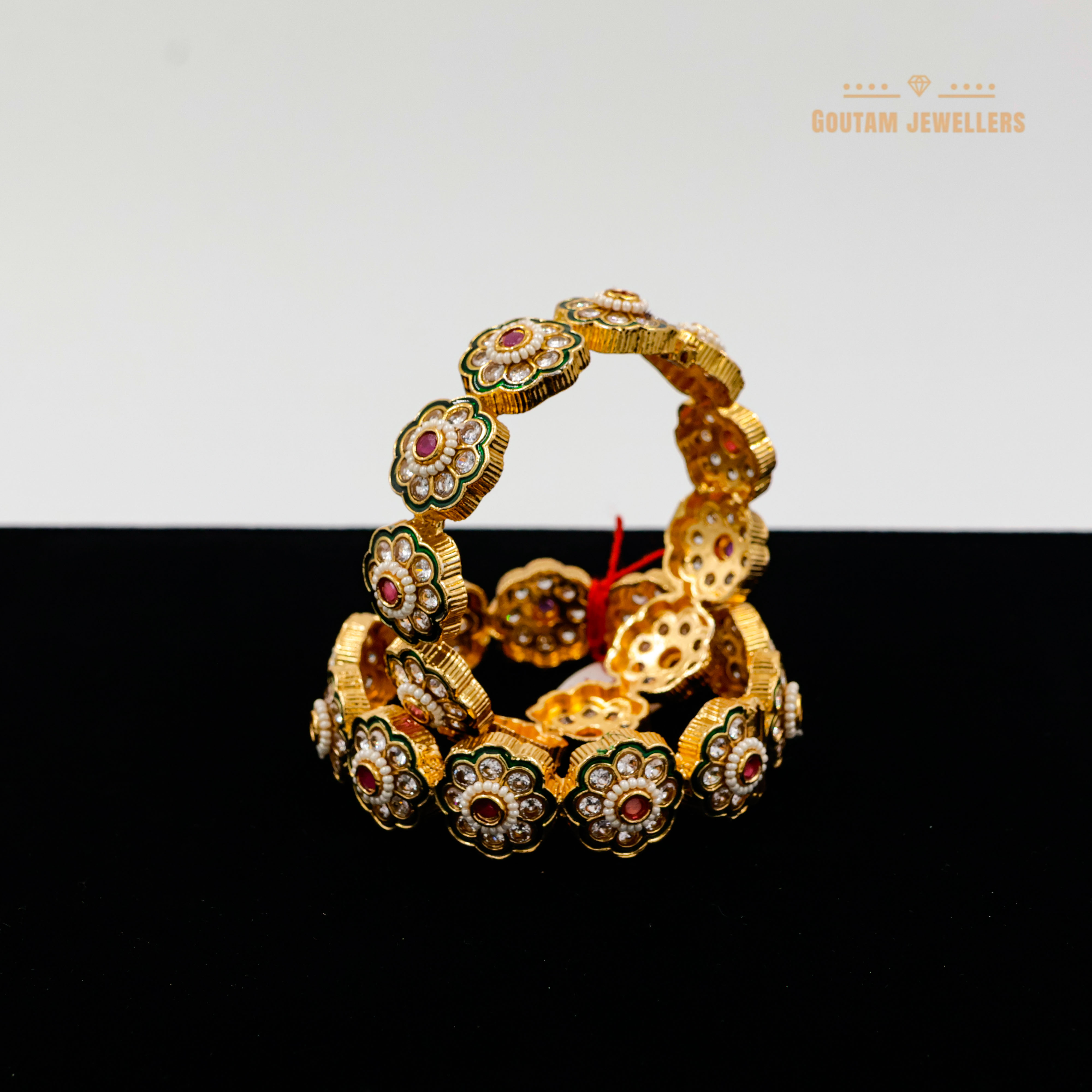 Goutam Jewellers By Ashok Rathod - Uncut Kundan Designer Gokhru Bangles