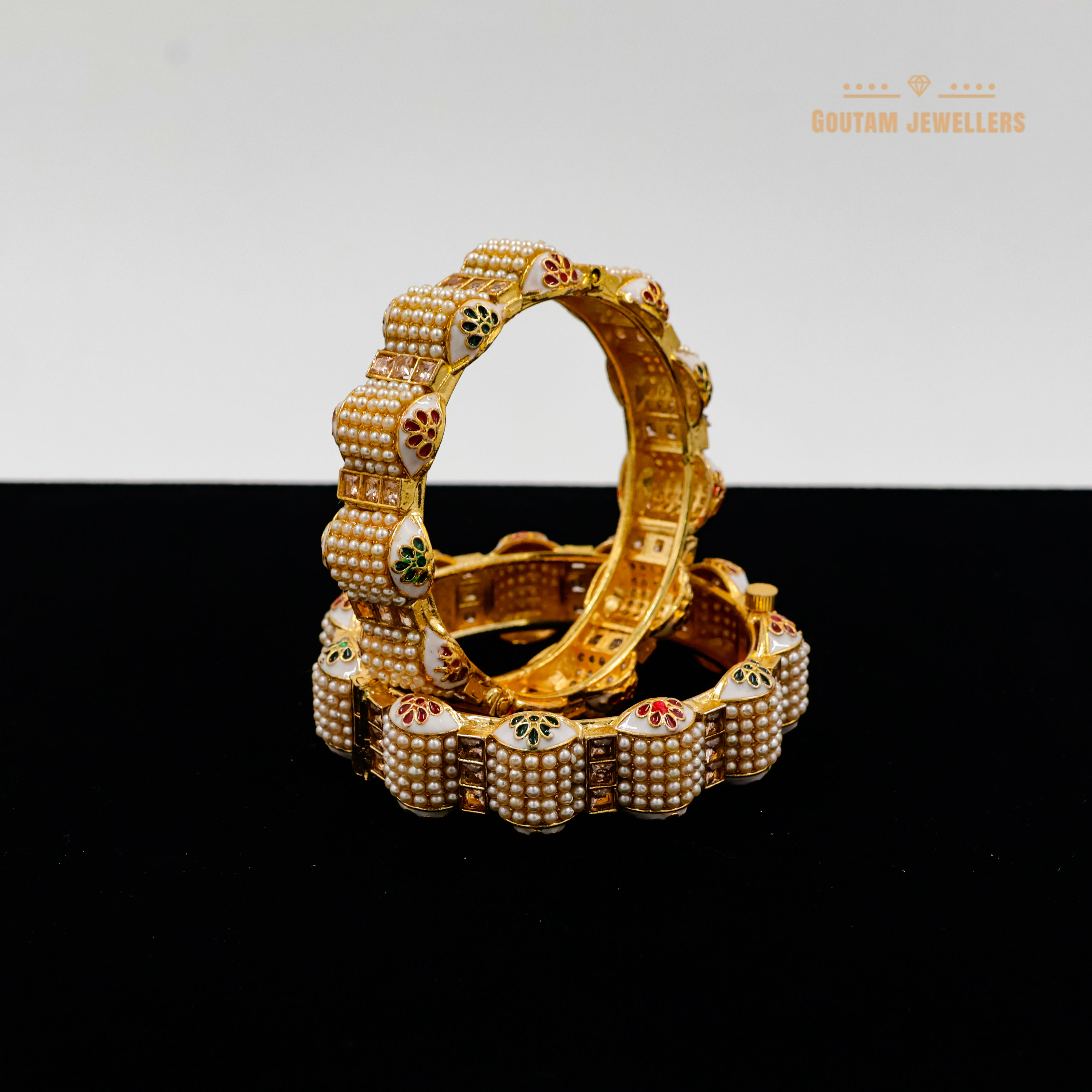 Goutam Jewellers By Ashok Rathod - Designer Moti with Side Minakari Gokhru Bangle
