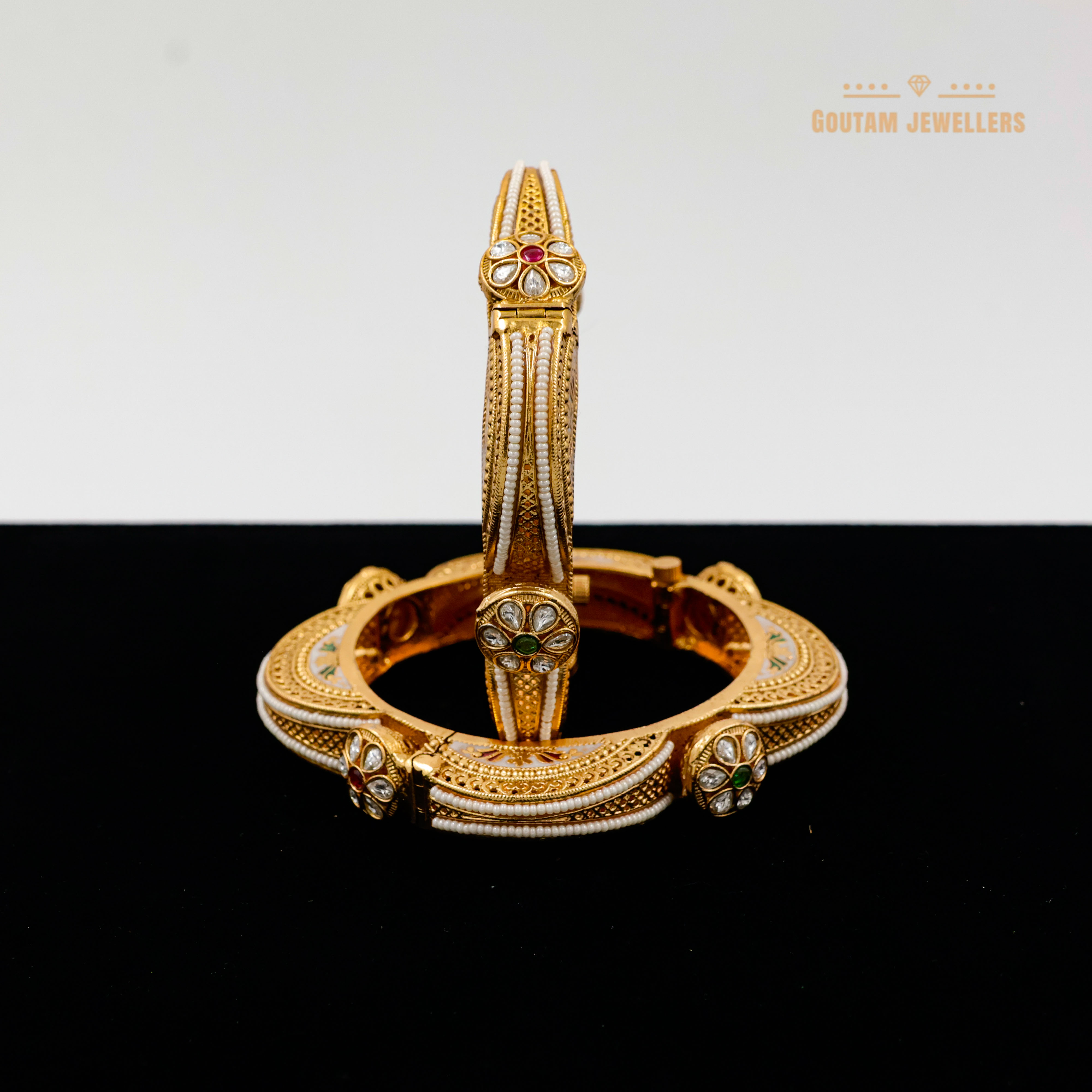 Goutam Jewellers By Ashok Rathod - Rajwadi Square Shape Side Minakri Gokhru Bangles
