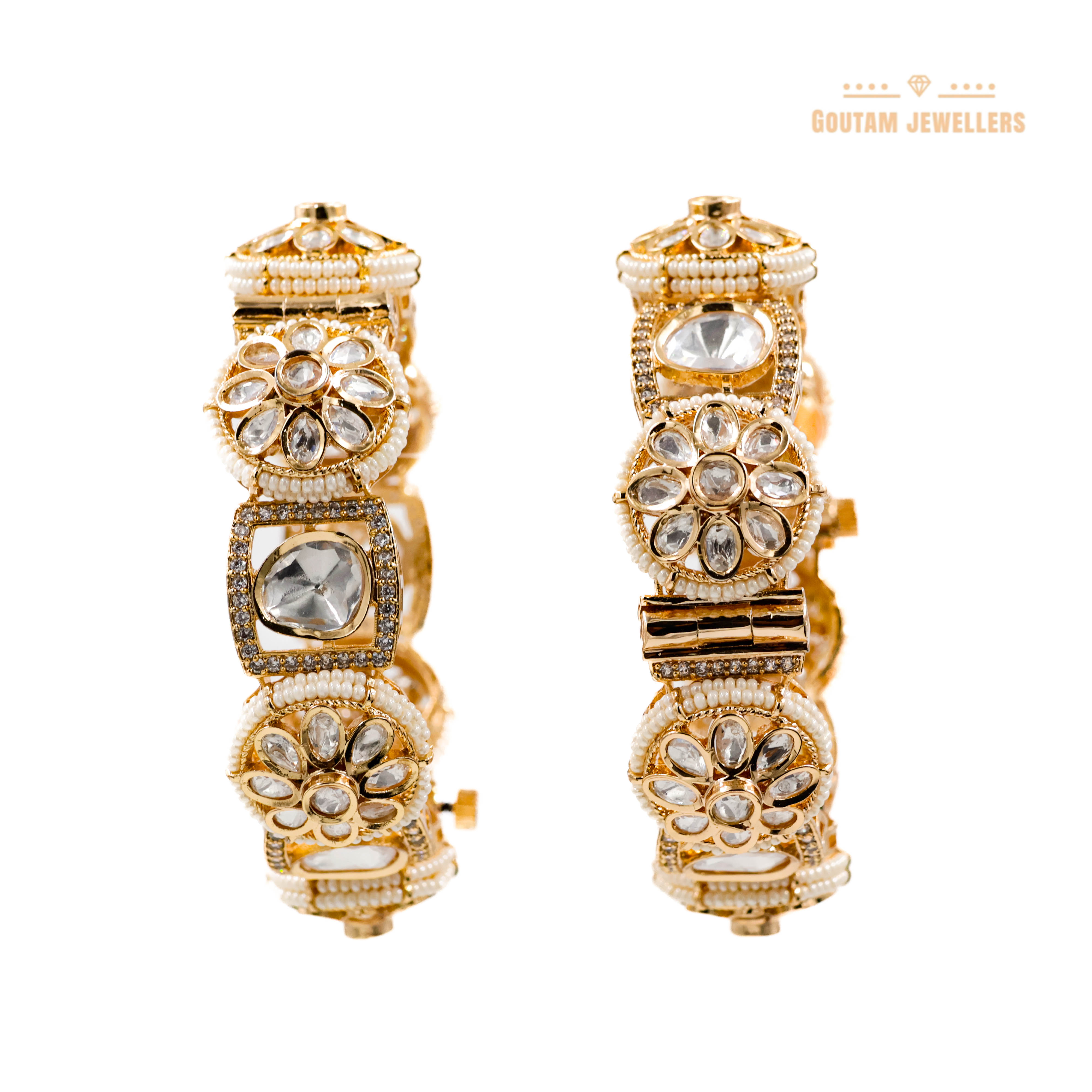 Goutam Jewellers By Ashok Rathod - Designer Moti with Moissanite Kundan Bangles