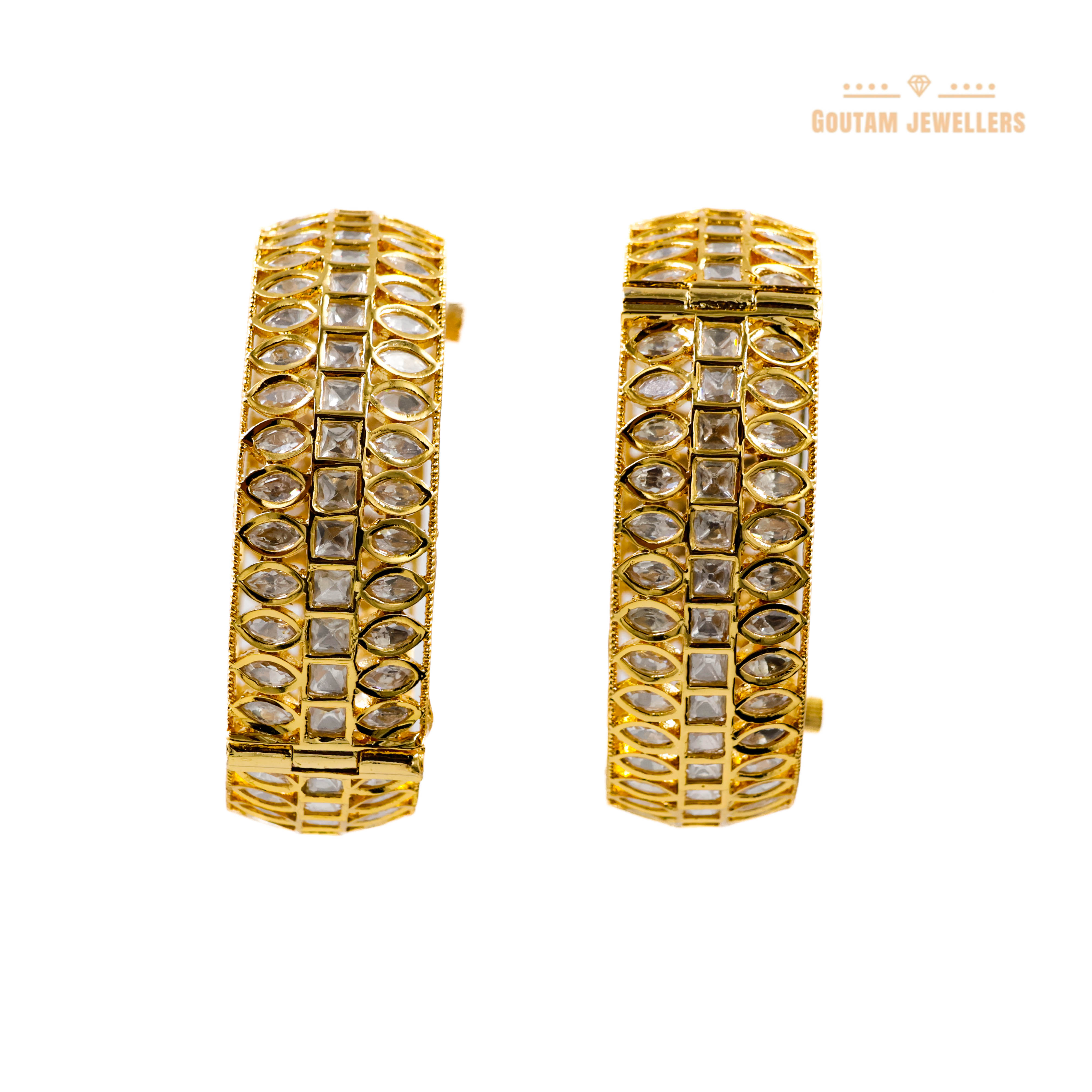 Goutam Jewellers By Ashok Rathod - Designer Moissanite Broad Kundan Bangles