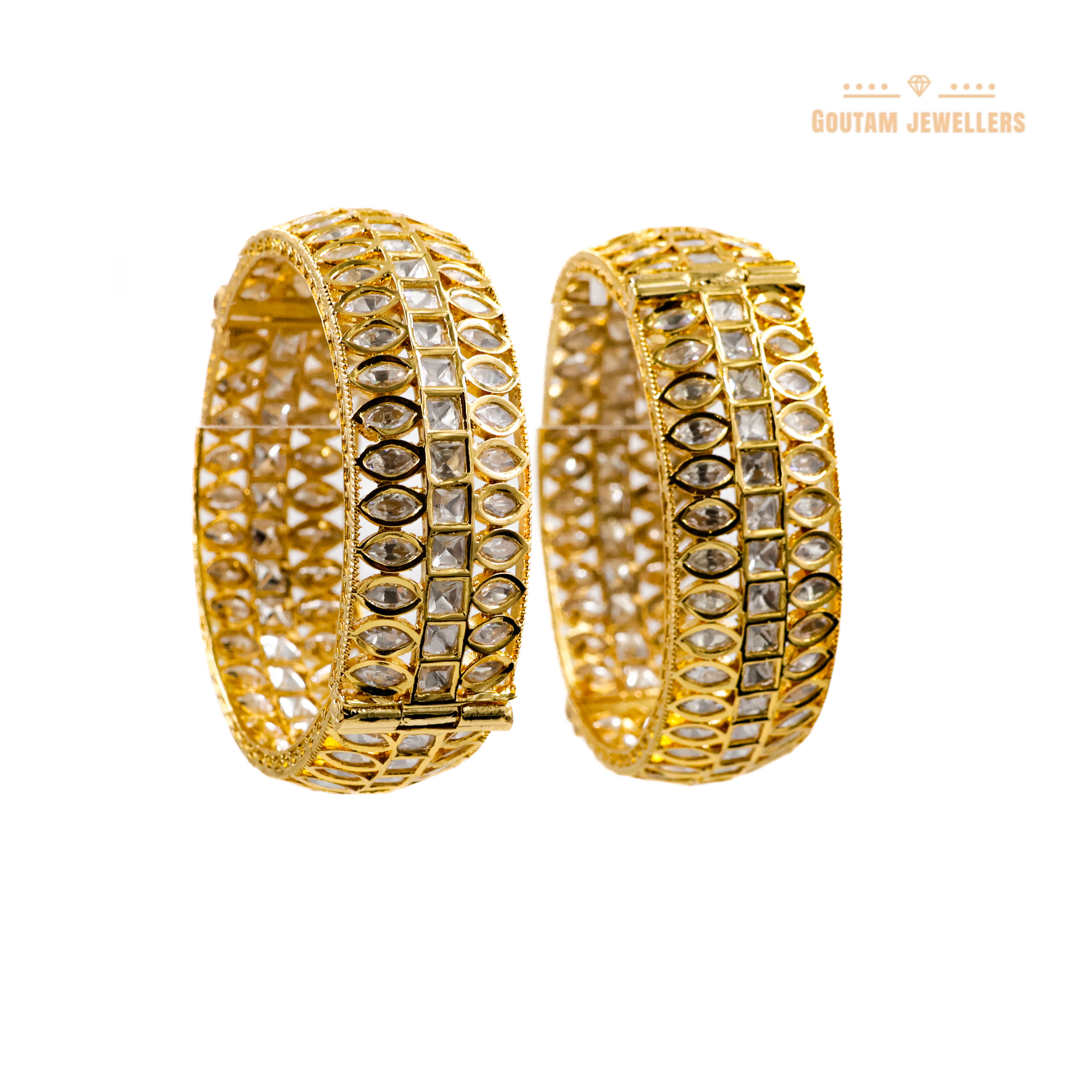 Goutam Jewellers By Ashok Rathod - Designer Moissanite Broad Kundan Bangles
