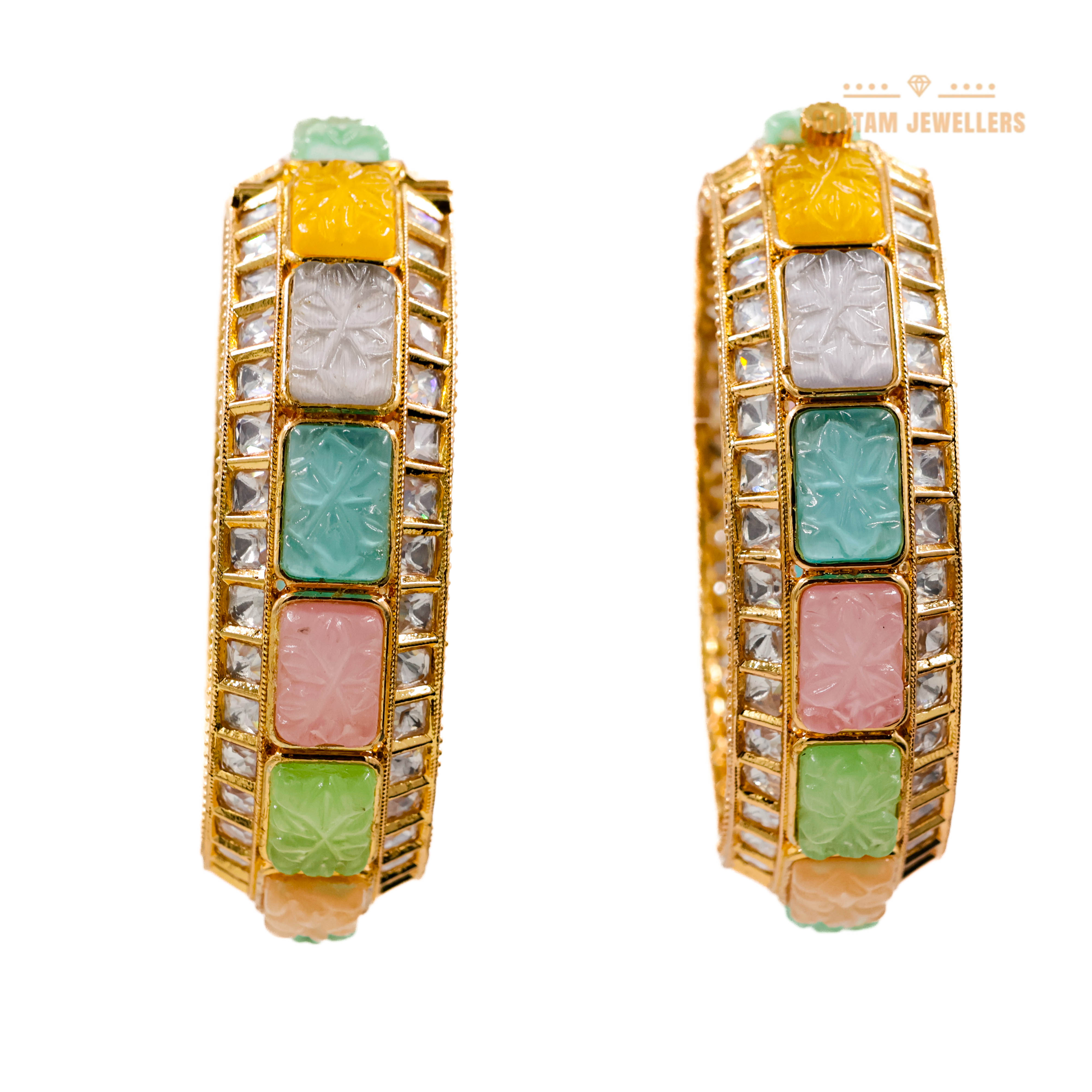 Goutam Jewellers By Ashok Rathod - Designer Moissanite Klundan with Navratan Stones Bangles