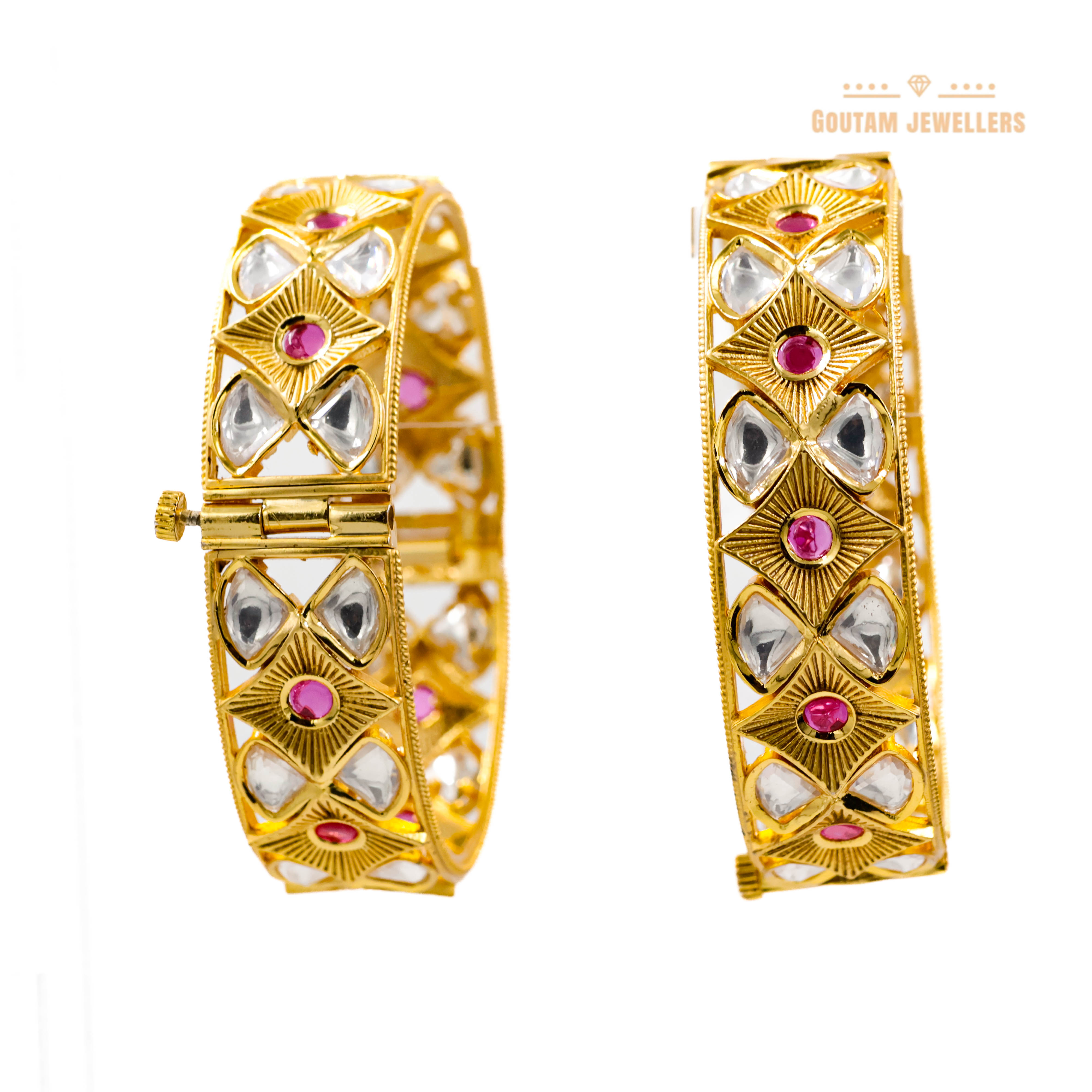 Goutam Jewellers By Ashok Rathod - Trisha Ruby ColoRed Designer Polki Bangles