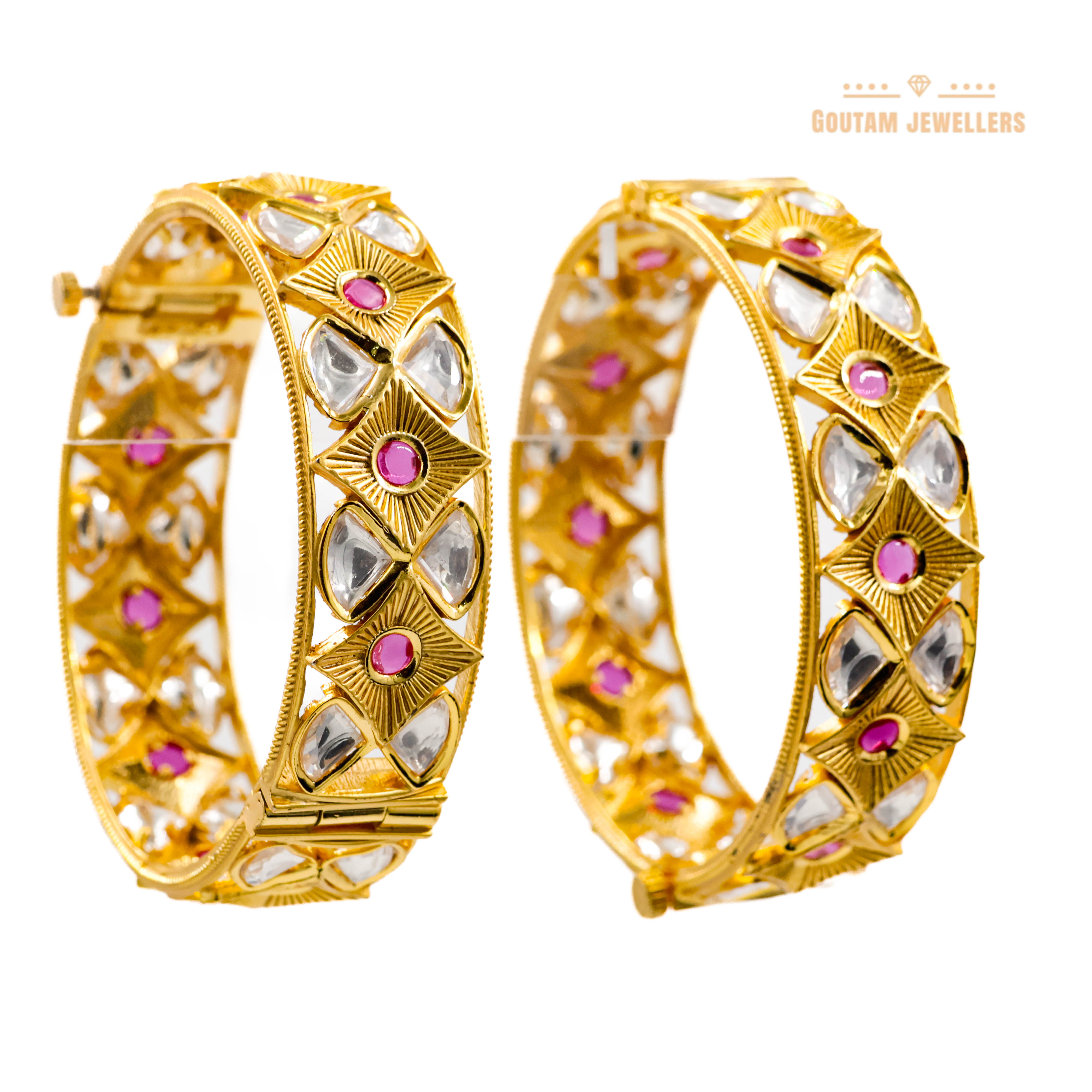 Goutam Jewellers By Ashok Rathod - Trisha Ruby ColoRed Designer Polki Bangles