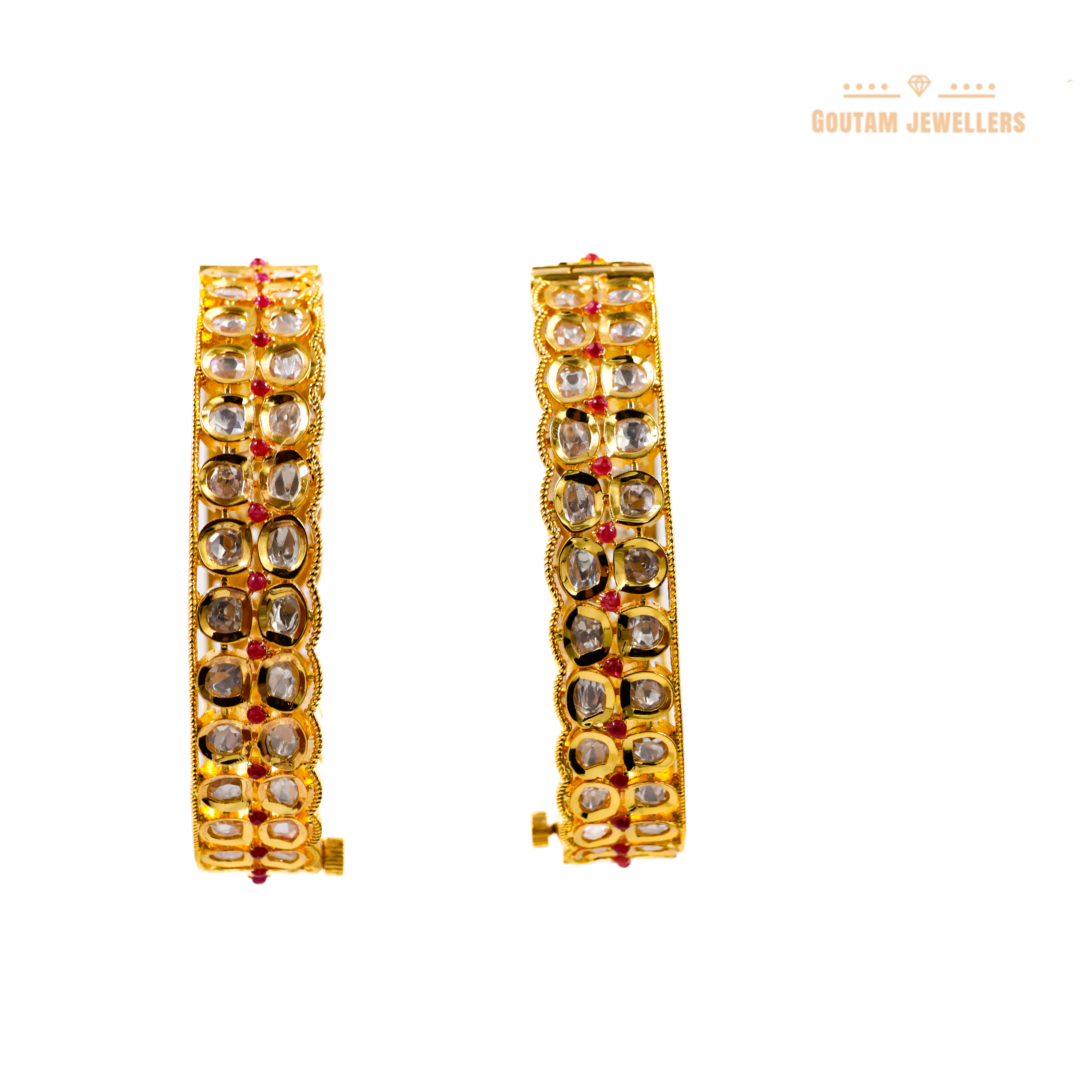 Goutam Jewellers By Ashok Rathod - Kaavika Polki Red ColoRed Designer Bangles