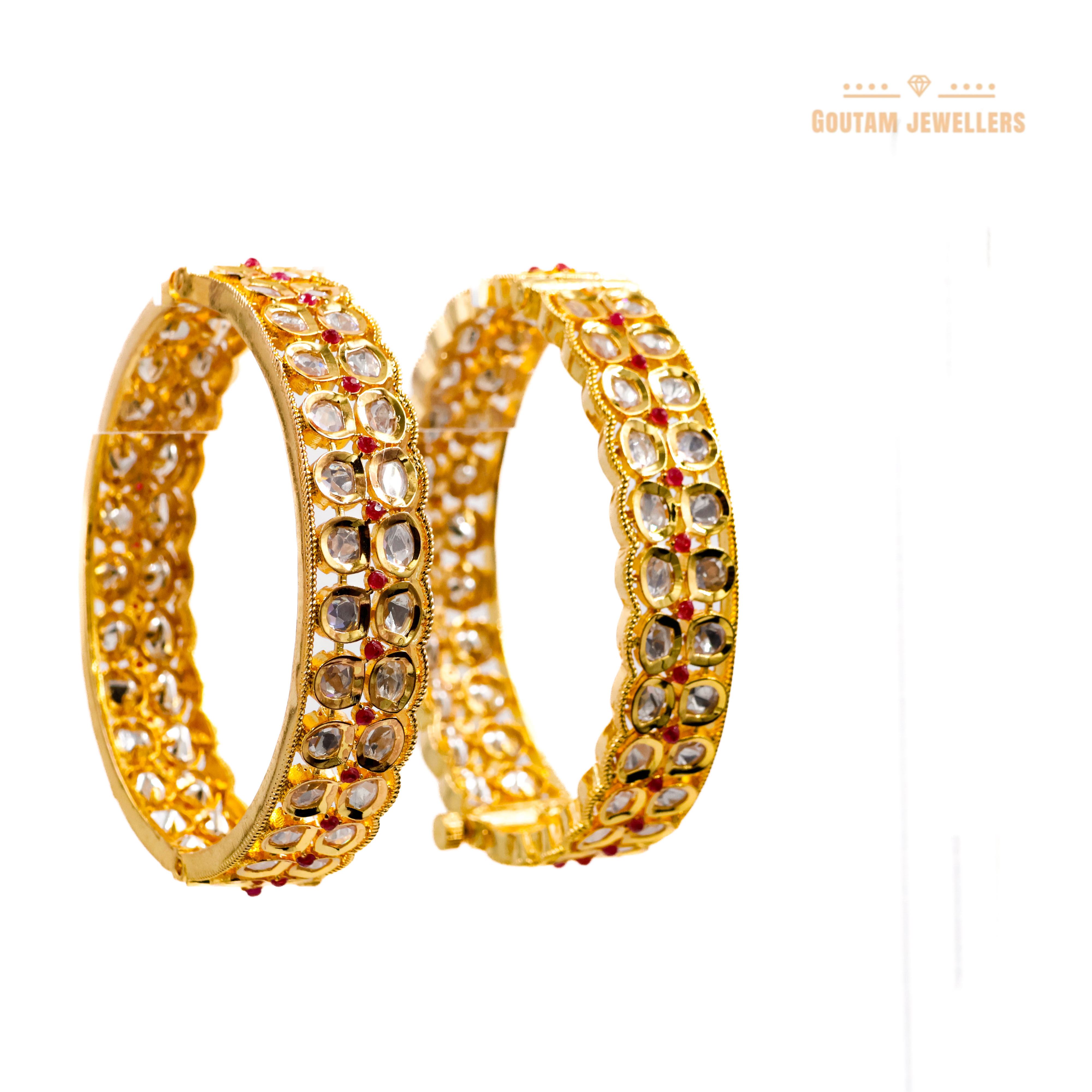 Goutam Jewellers By Ashok Rathod - Kaavika Polki Red ColoRed Designer Bangles