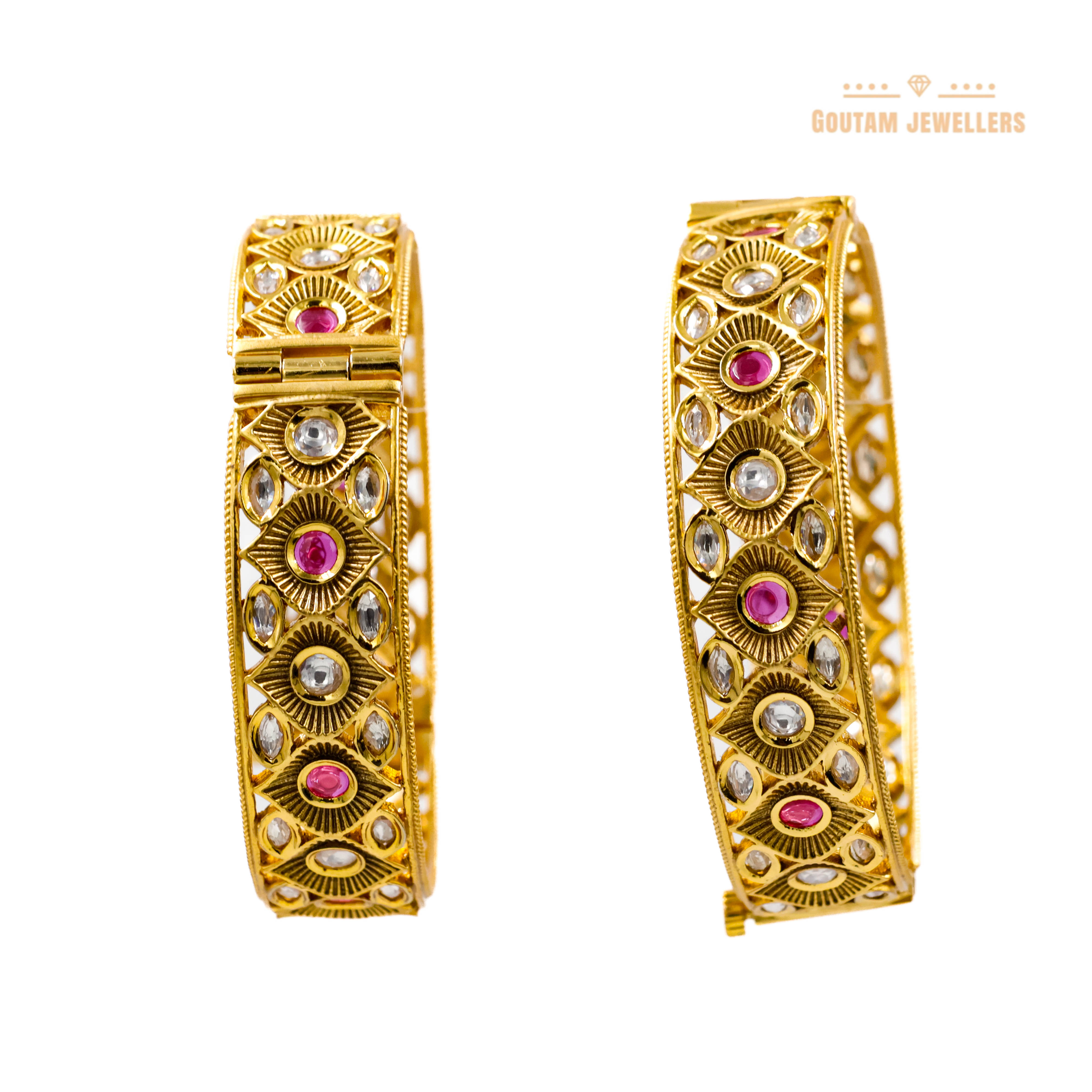 Goutam Jewellers By Ashok Rathod - Aniana Ruby ColoRed Designer Polki Bangles