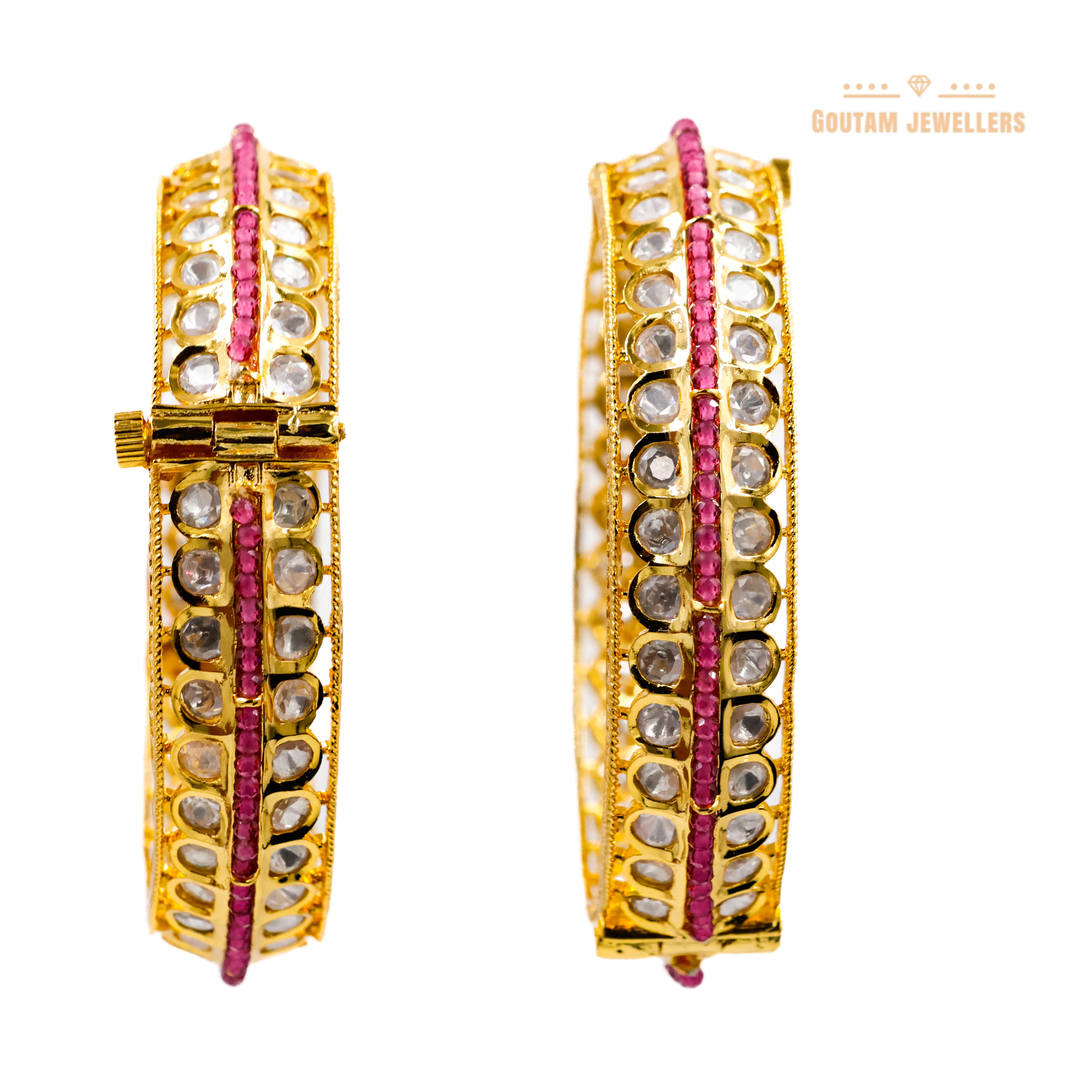 Goutam Jewellers By Ashok Rathod - Polki Red Color Tossed Designer Bangles