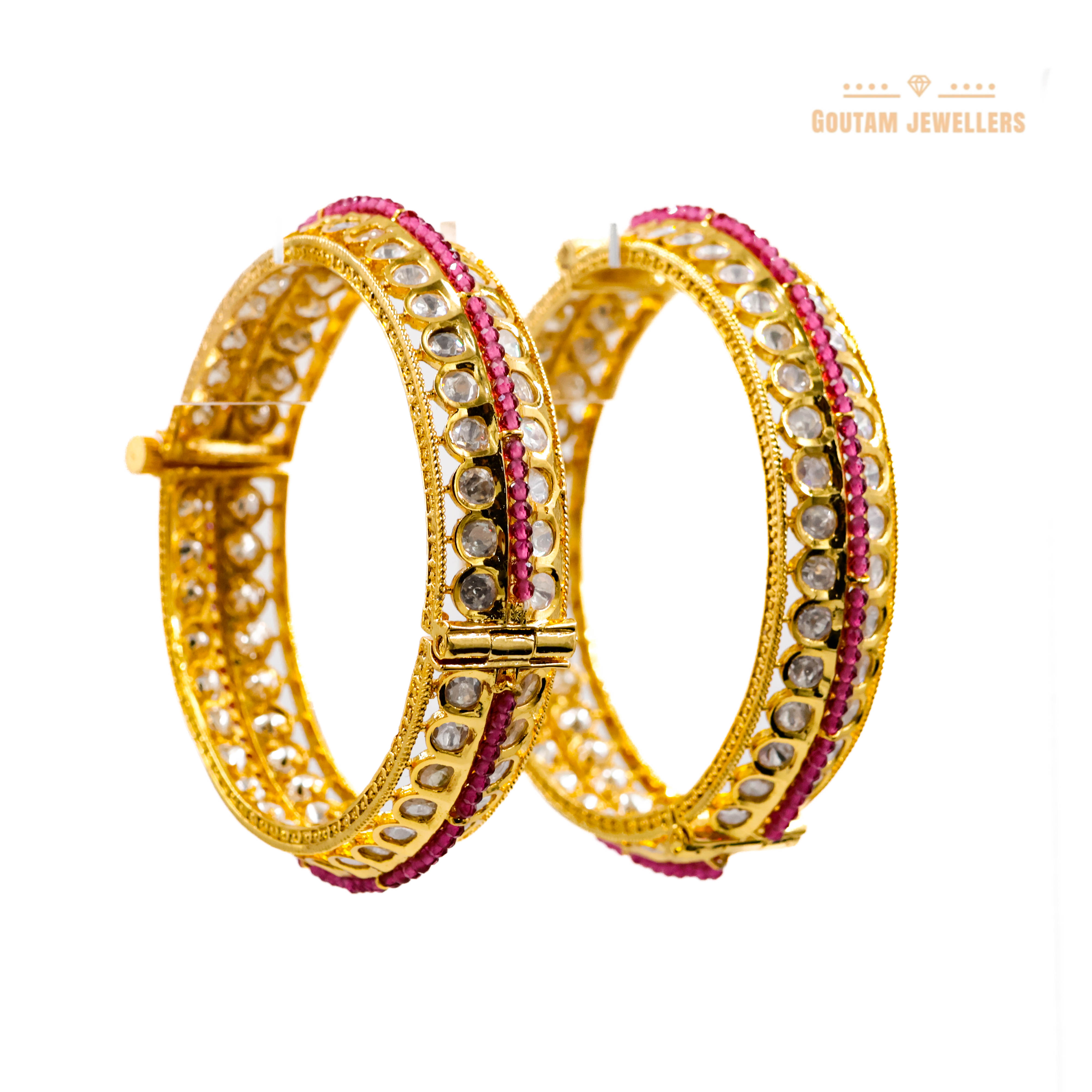 Goutam Jewellers By Ashok Rathod - Polki Red Color Tossed Designer Bangles