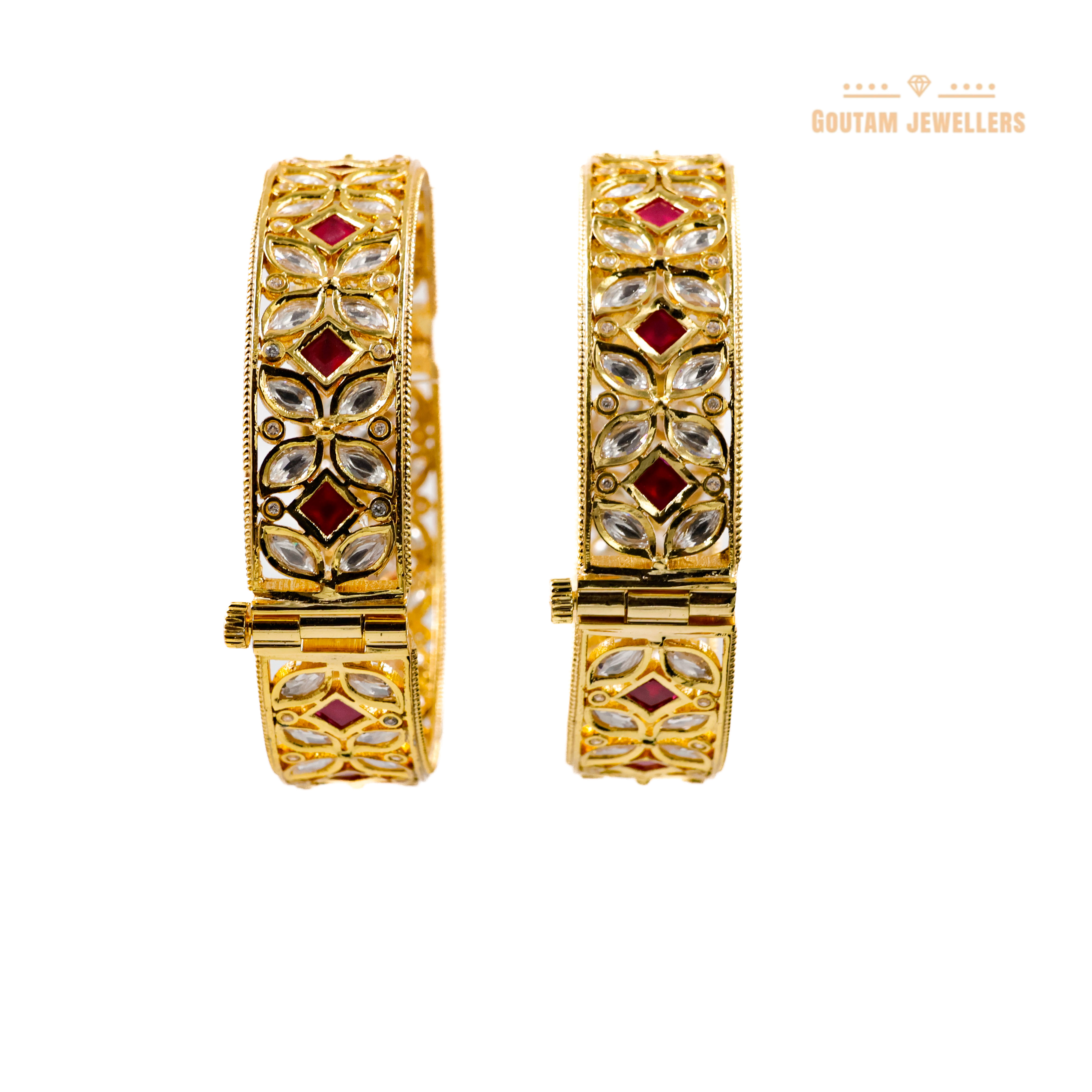 Goutam Jewellers By Ashok Rathod - Naira Designer Ruby Polki Kundan Bangles