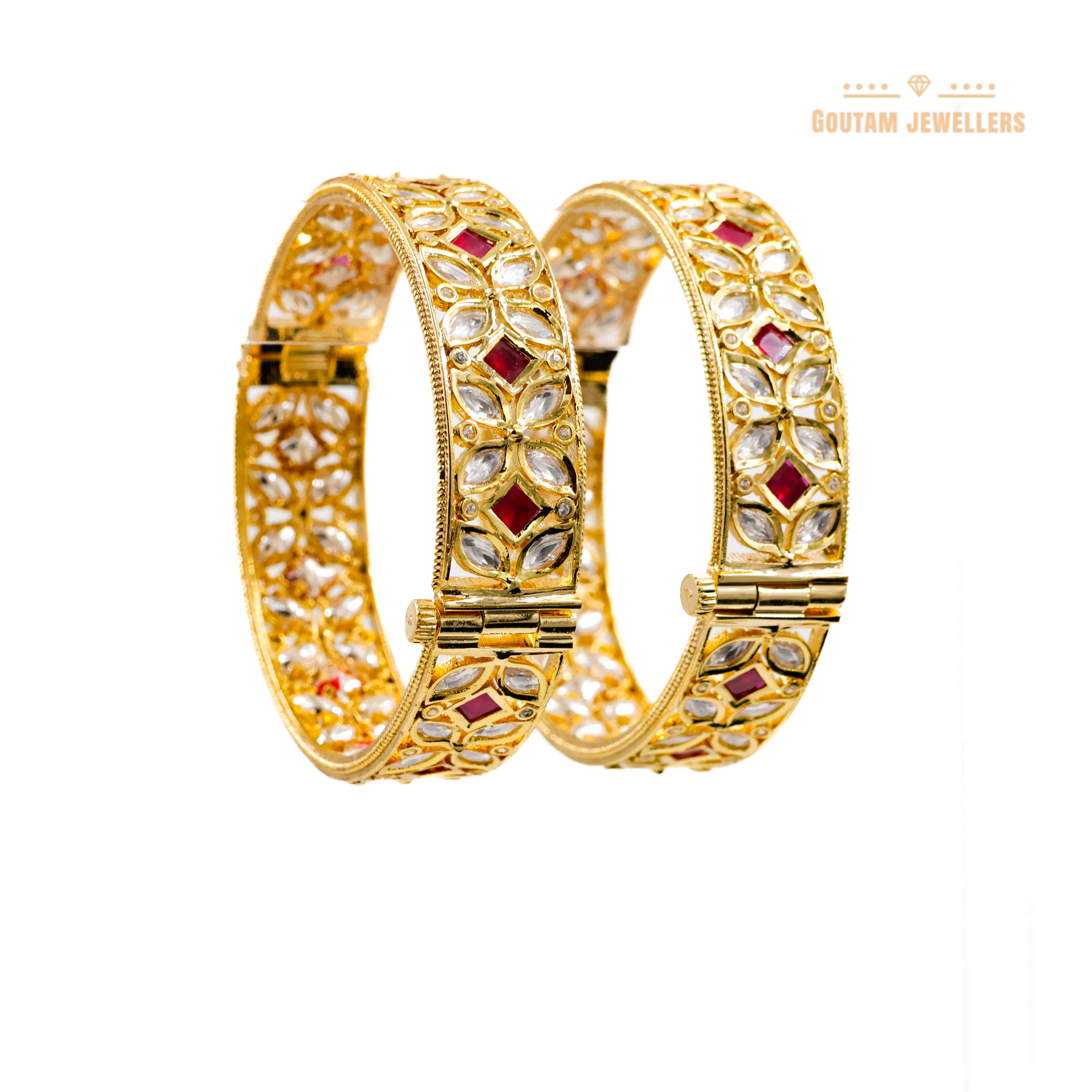 Goutam Jewellers By Ashok Rathod - Naira Designer Ruby Polki Kundan Bangles