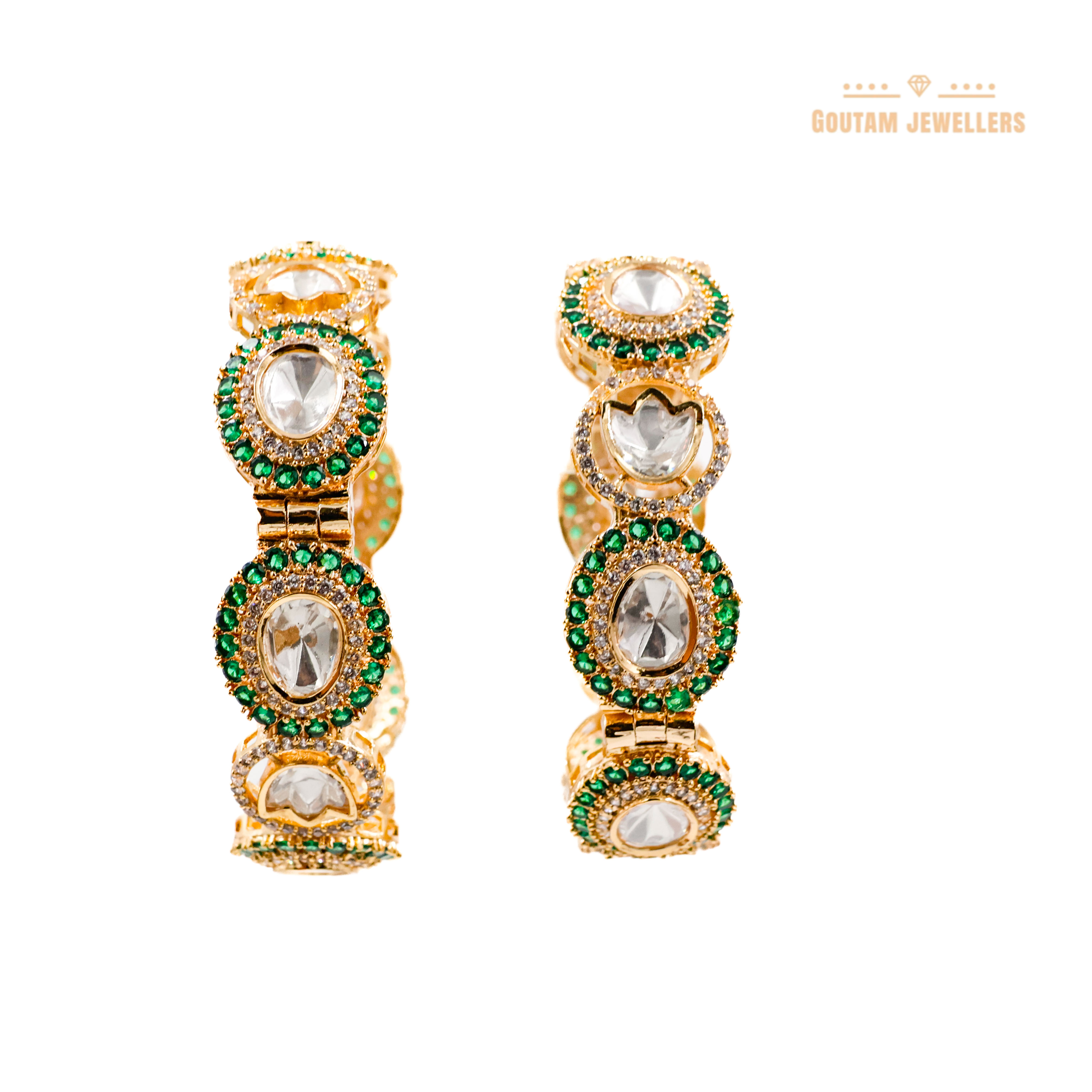 Goutam Jewellers By Ashok Rathod - Designer Flower Shaped Moissanite Kundan Bangles