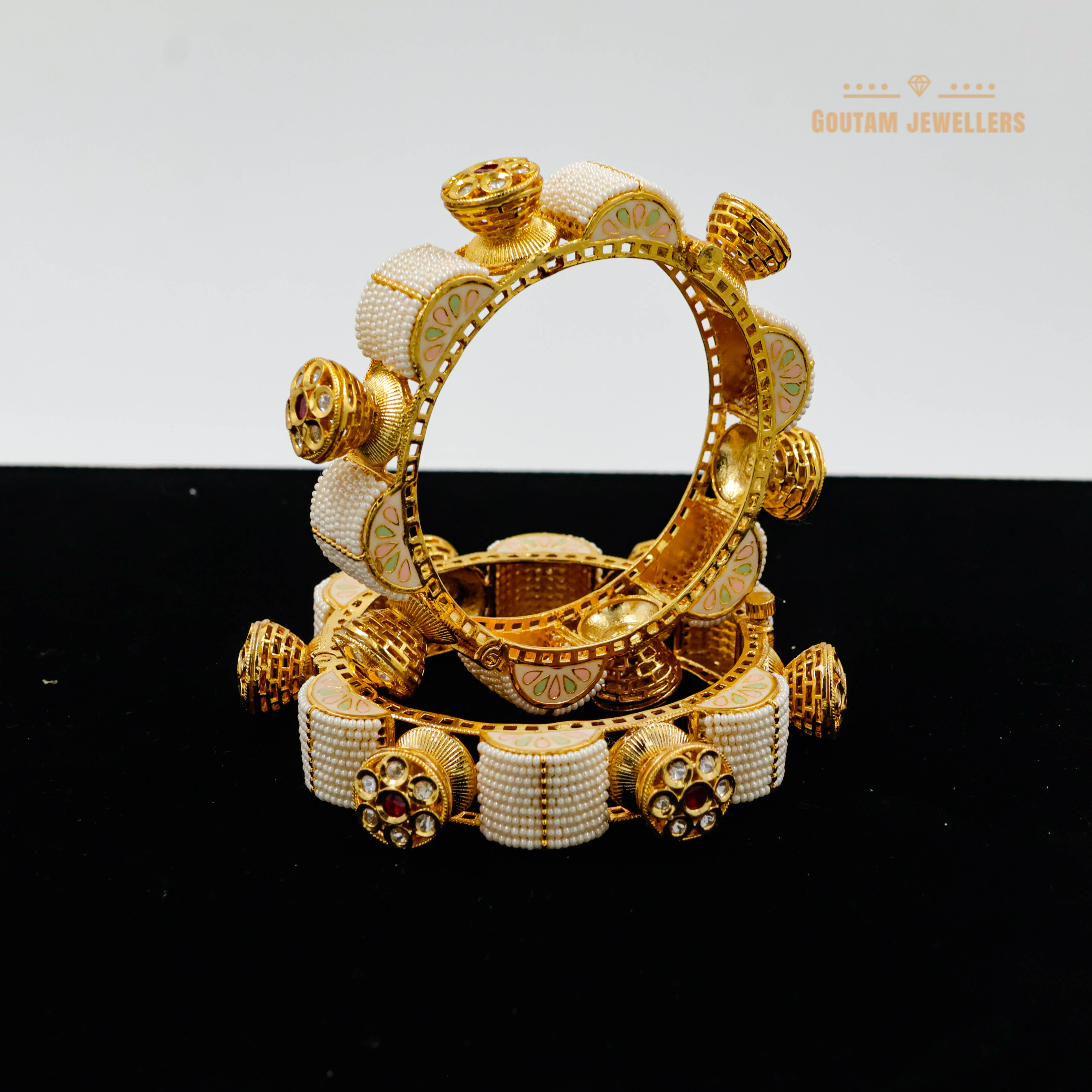 Goutam Jewellers By Ashok Rathod - Designer Moissanite Kundan Gokhru Bangles