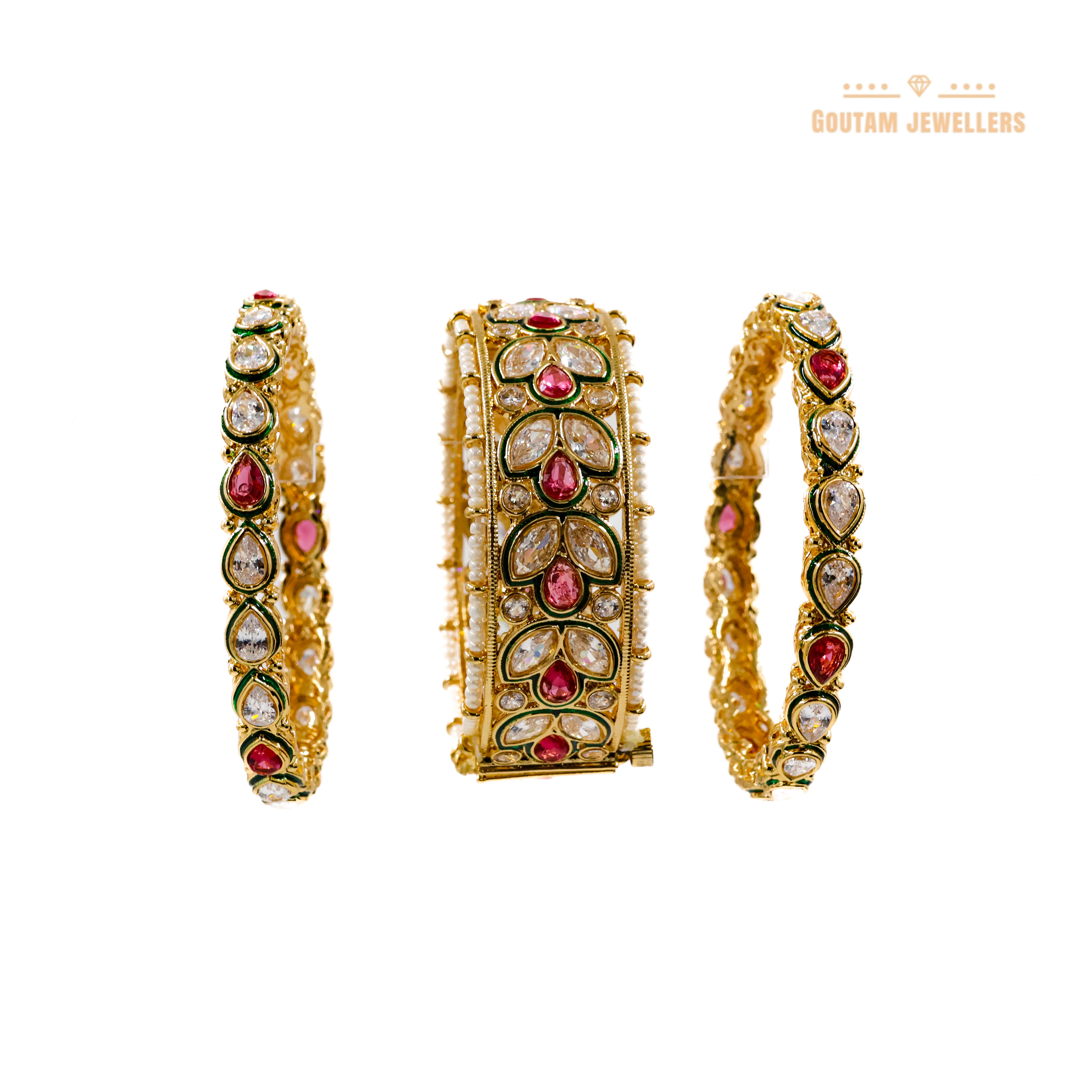Goutam Jewellers By Ashok Rathod - Designer Uncut Polki kada Bangle Set