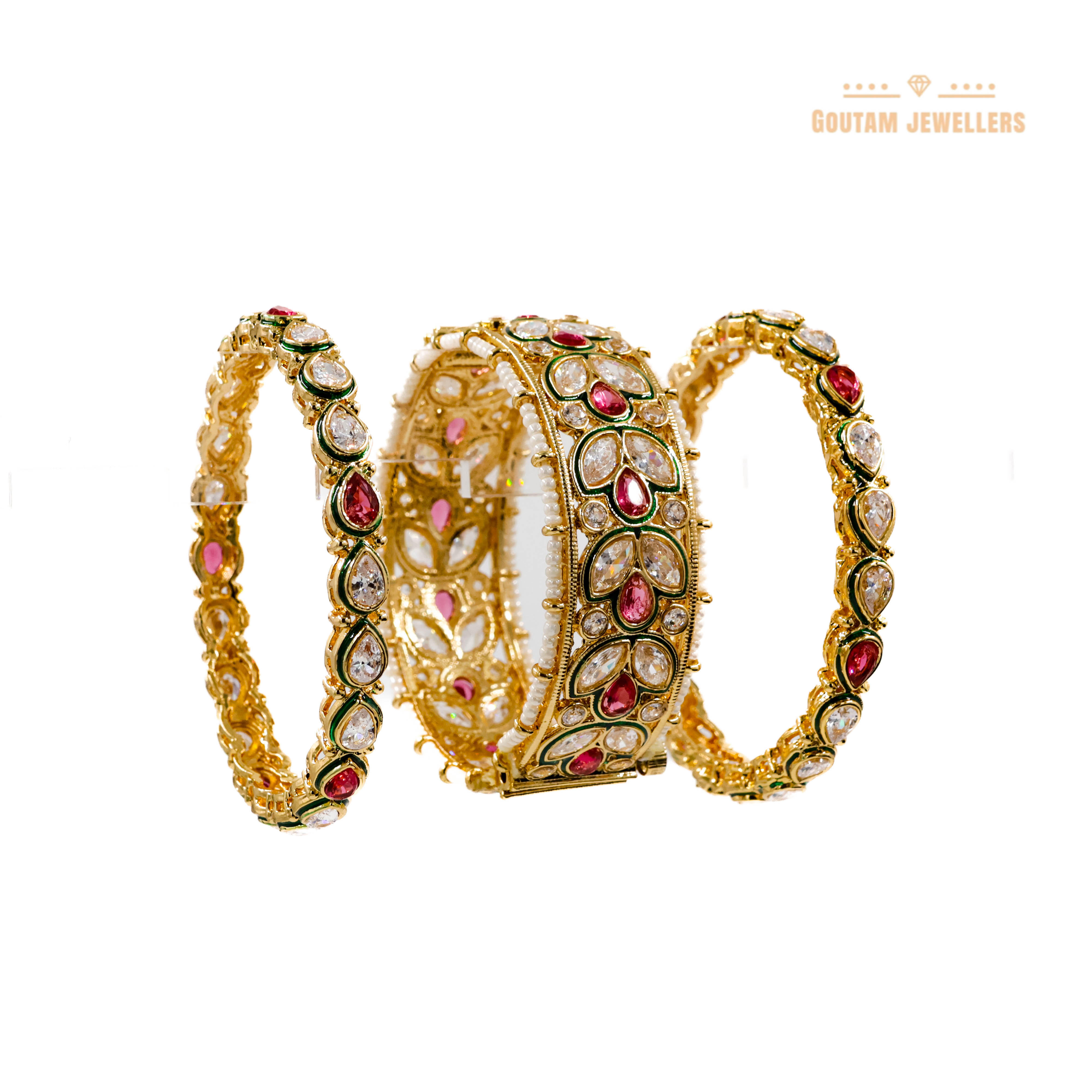 Goutam Jewellers By Ashok Rathod - Designer Uncut Polki kada Bangle Set