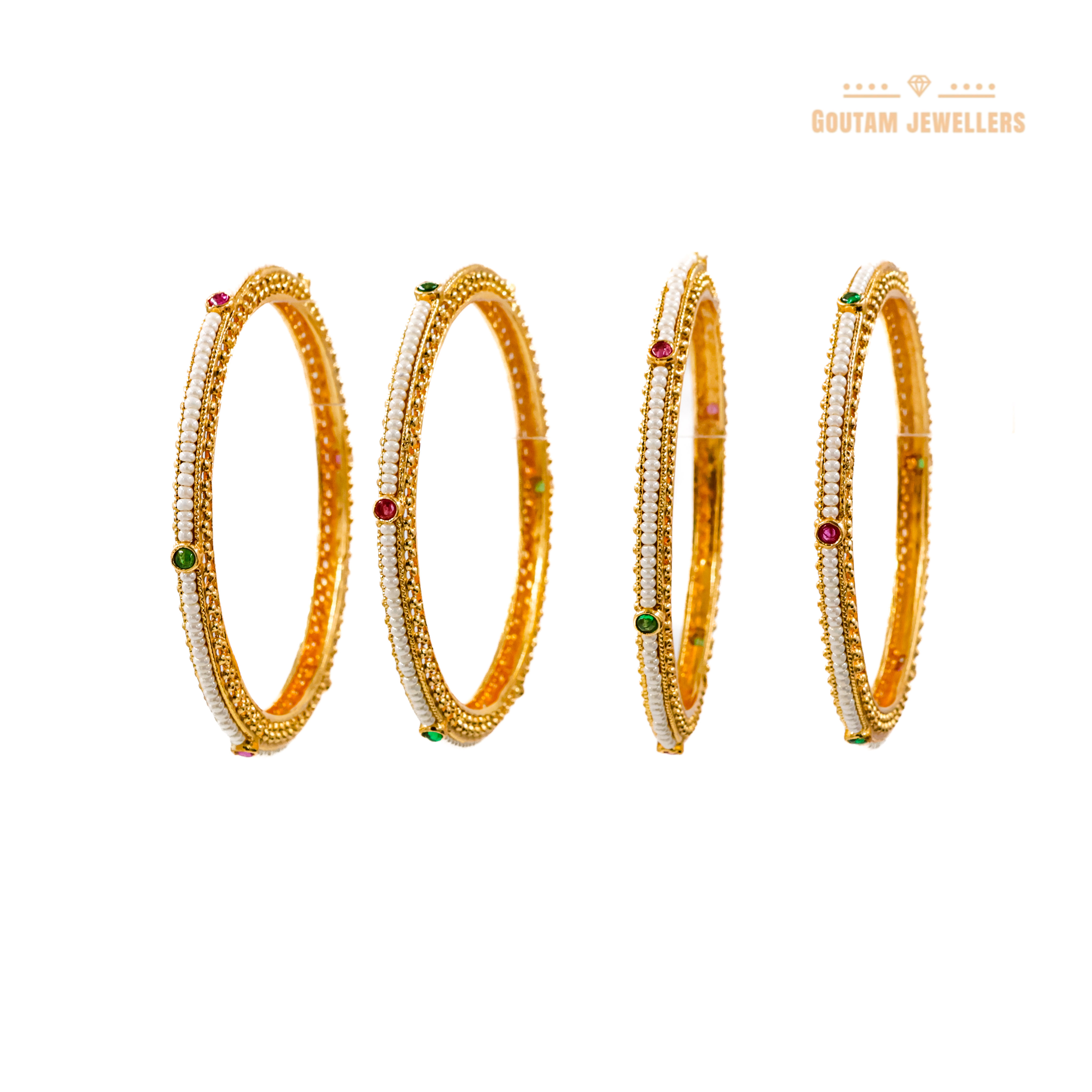 Goutam Jewellers By Ashok Rathod - Elegant 4pc Moti Bangles