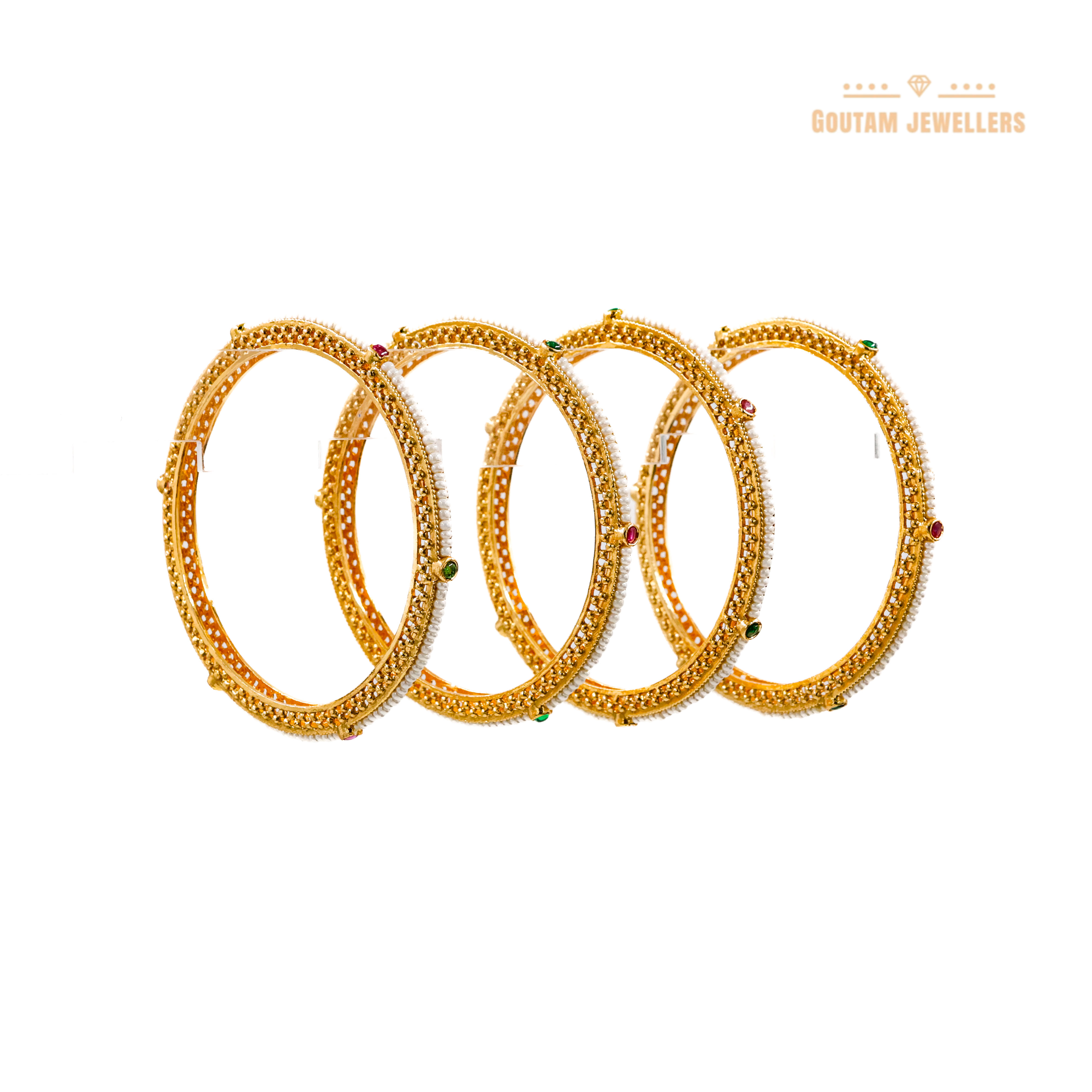 Goutam Jewellers By Ashok Rathod - Elegant 4pc Moti Bangles