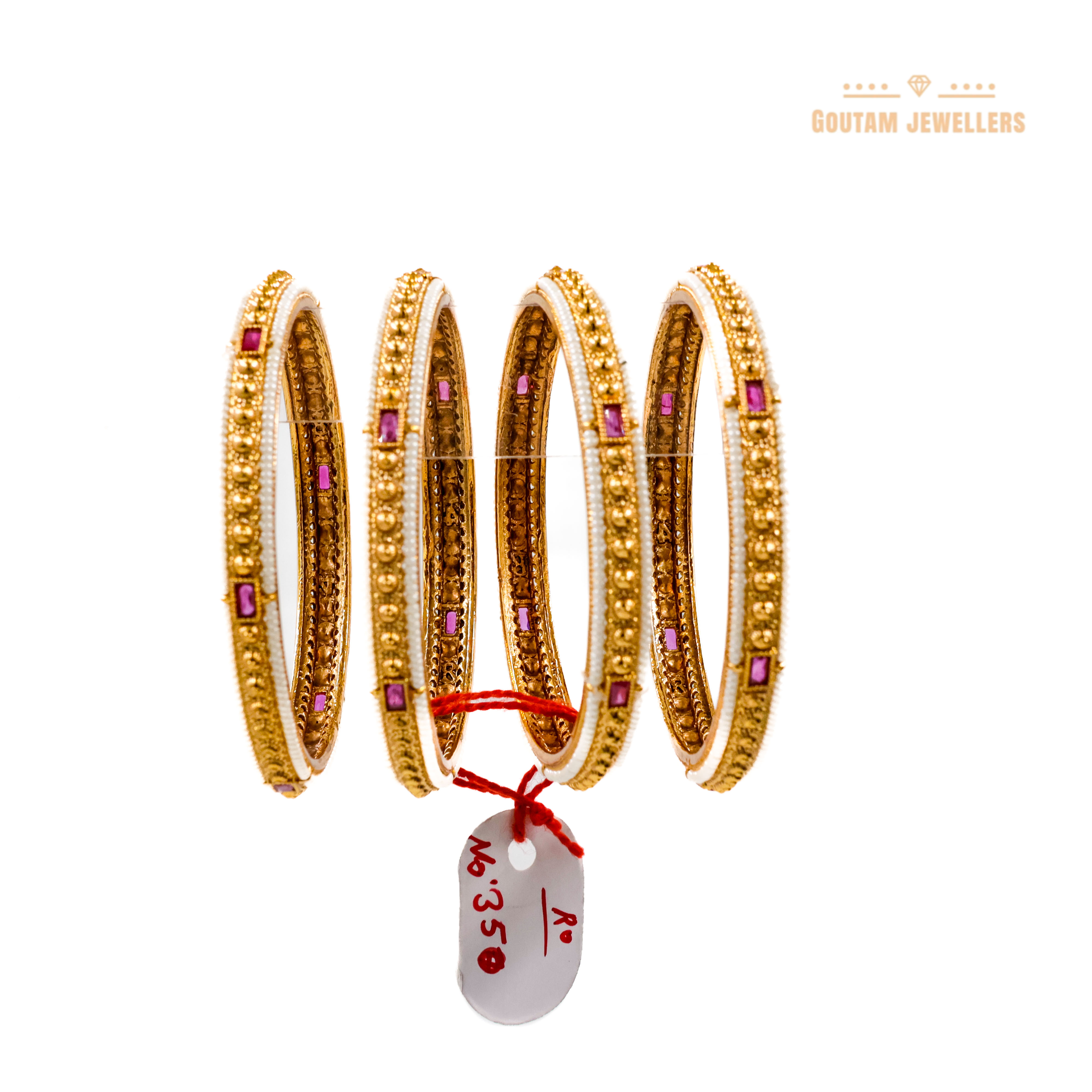 Goutam Jewellers By Ashok Rathod - Rajwadi 4pc Moti Bangles