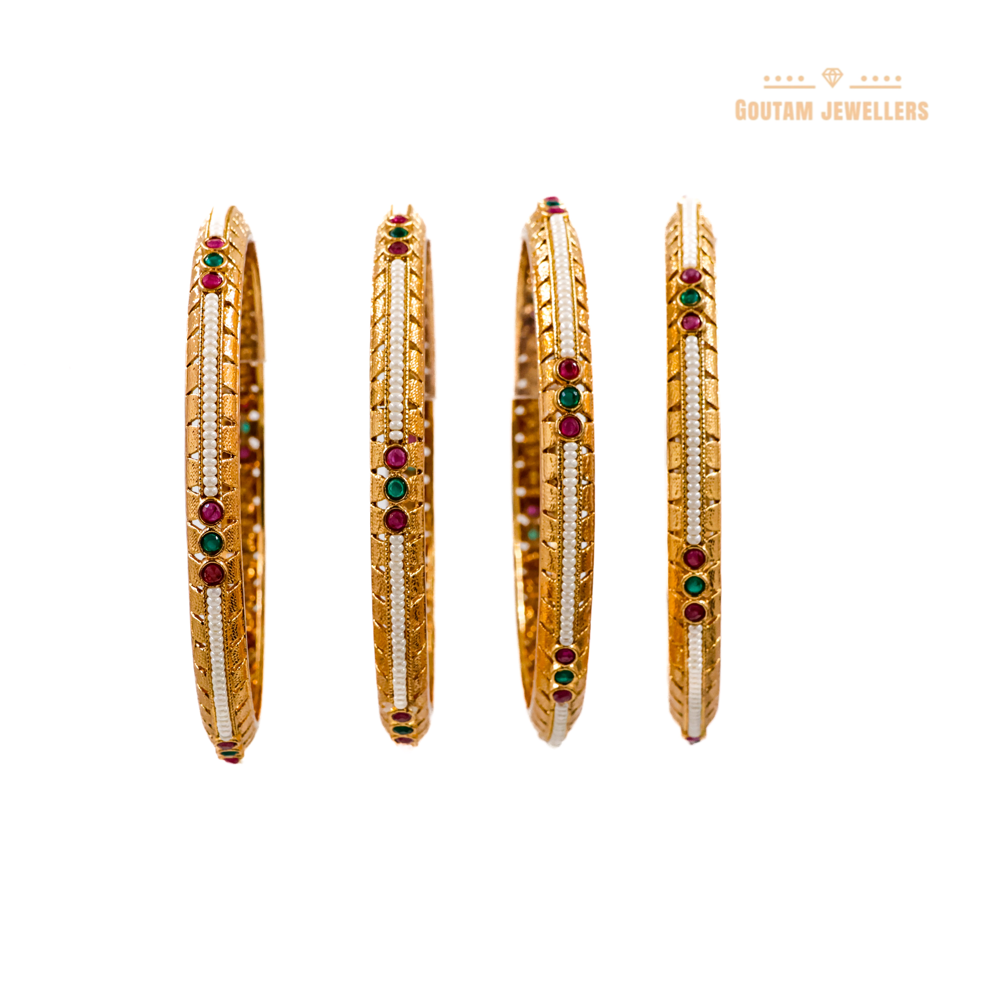 Goutam Jewellers By Ashok Rathod - Rajwadi 4pc Multi colour Moti Bangles
