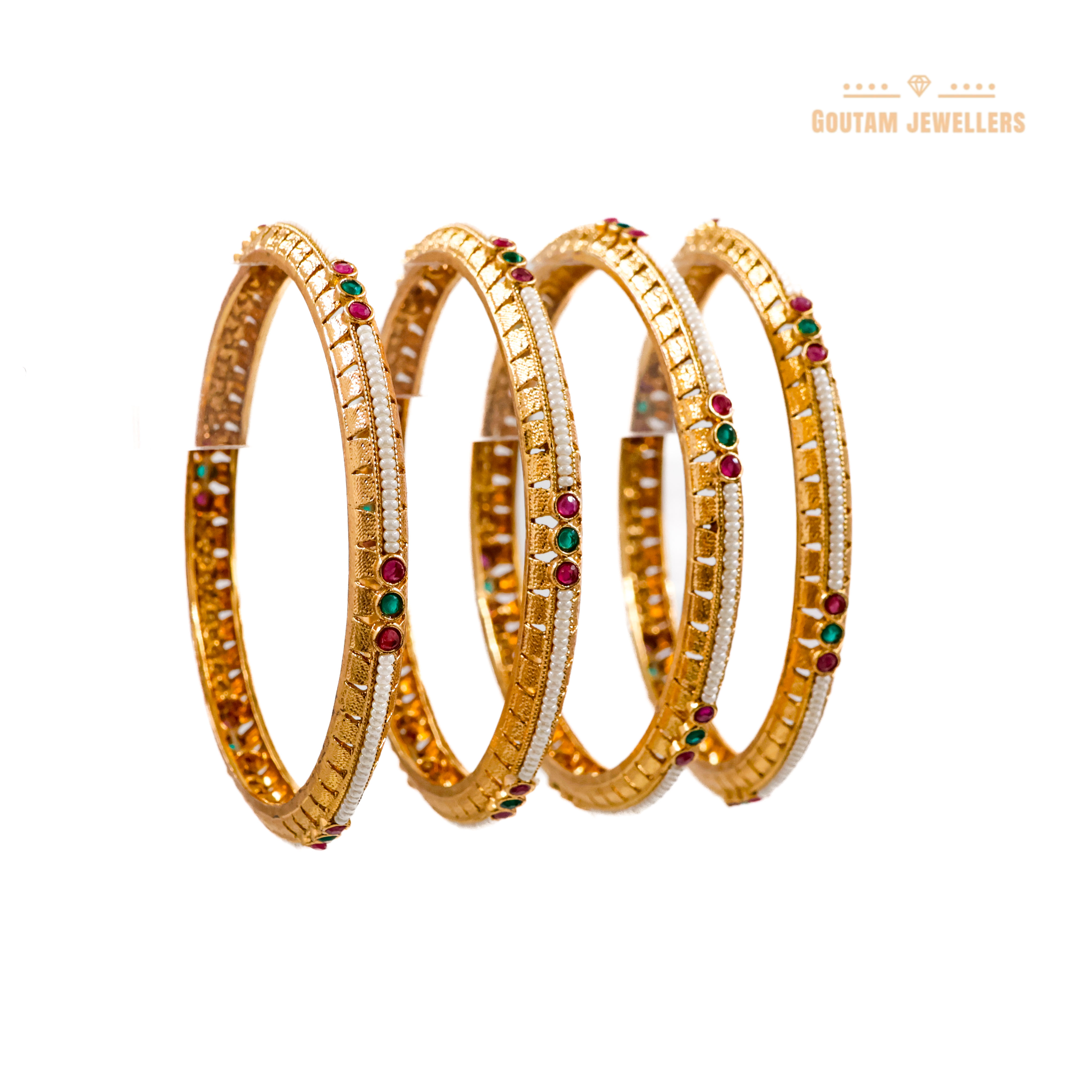 Goutam Jewellers By Ashok Rathod - Rajwadi 4pc Multi colour Moti Bangles