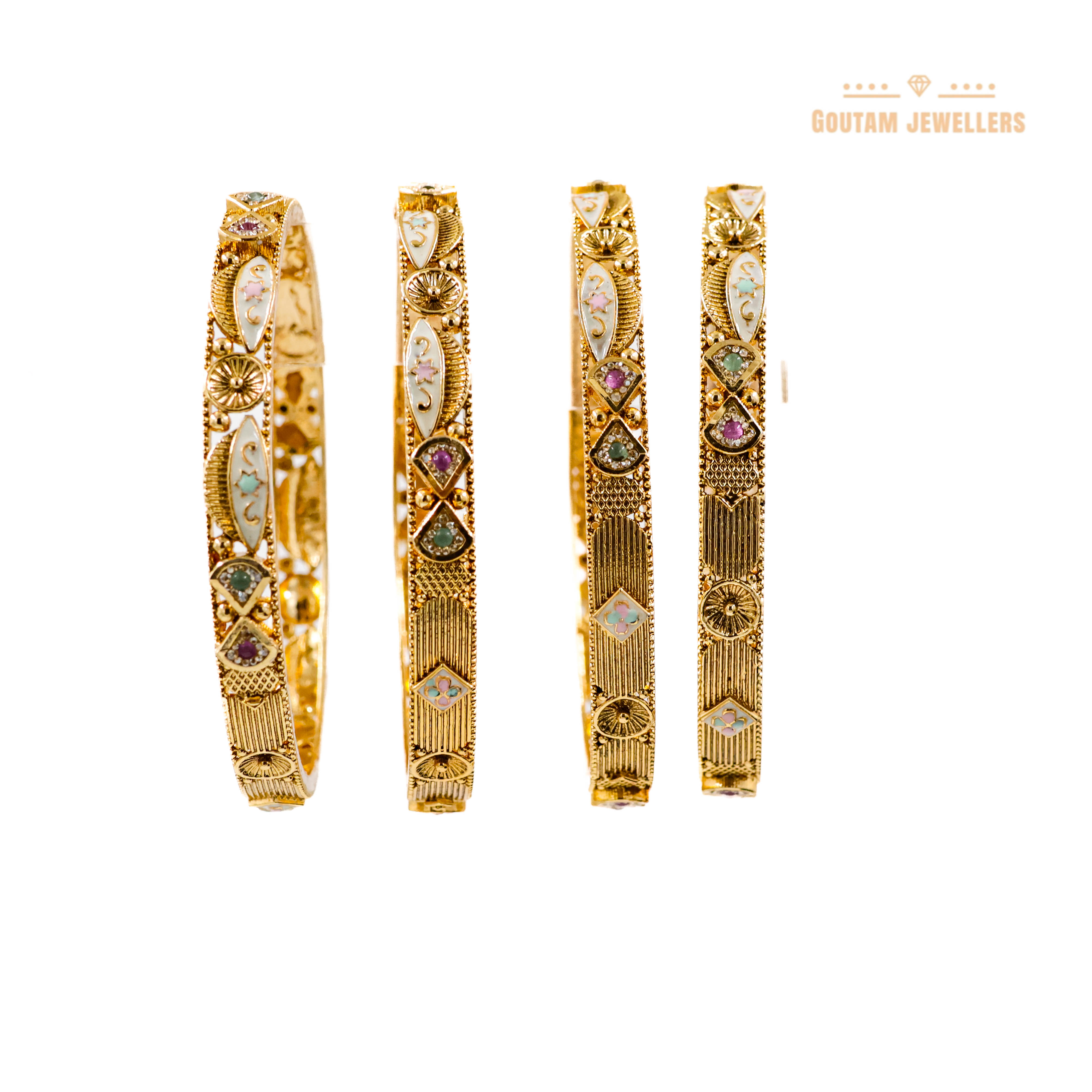 Goutam Jewellers By Ashok Rathod - Designer Swarkosi stones 4pc Bangles