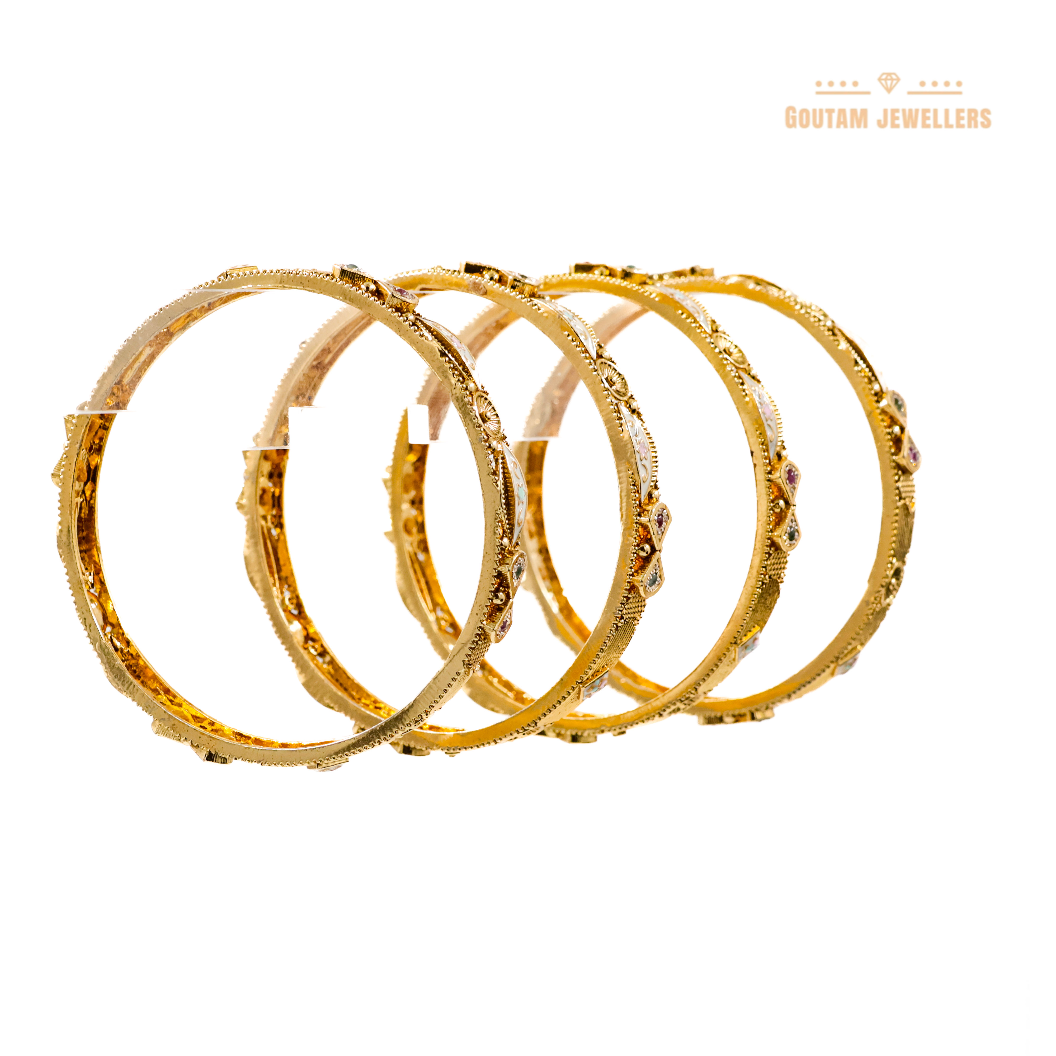 Goutam Jewellers By Ashok Rathod - Designer Swarkosi stones 4pc Bangles