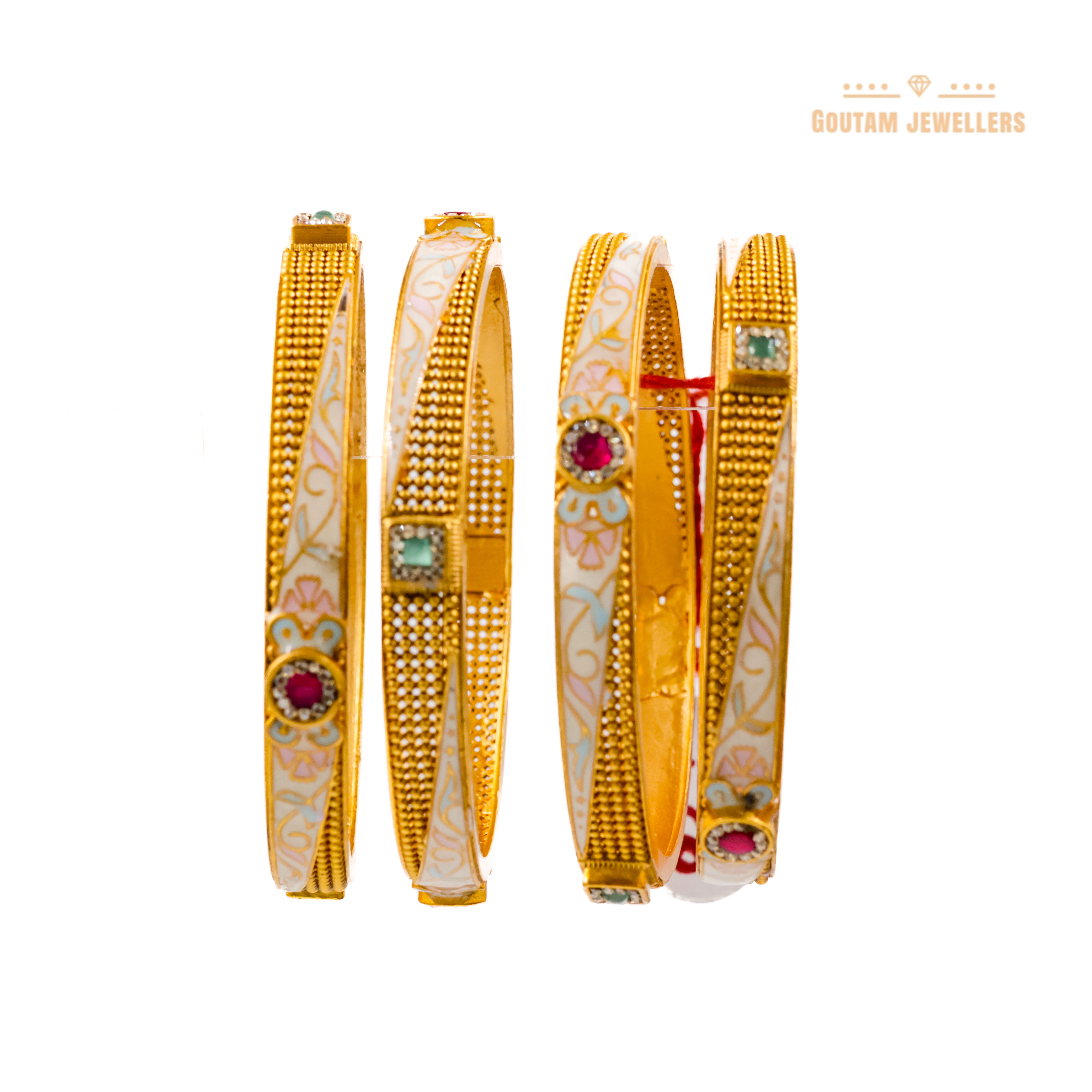 Goutam Jewellers By Ashok Rathod - Rajwadi Swarkosi stones 4pc Bangles